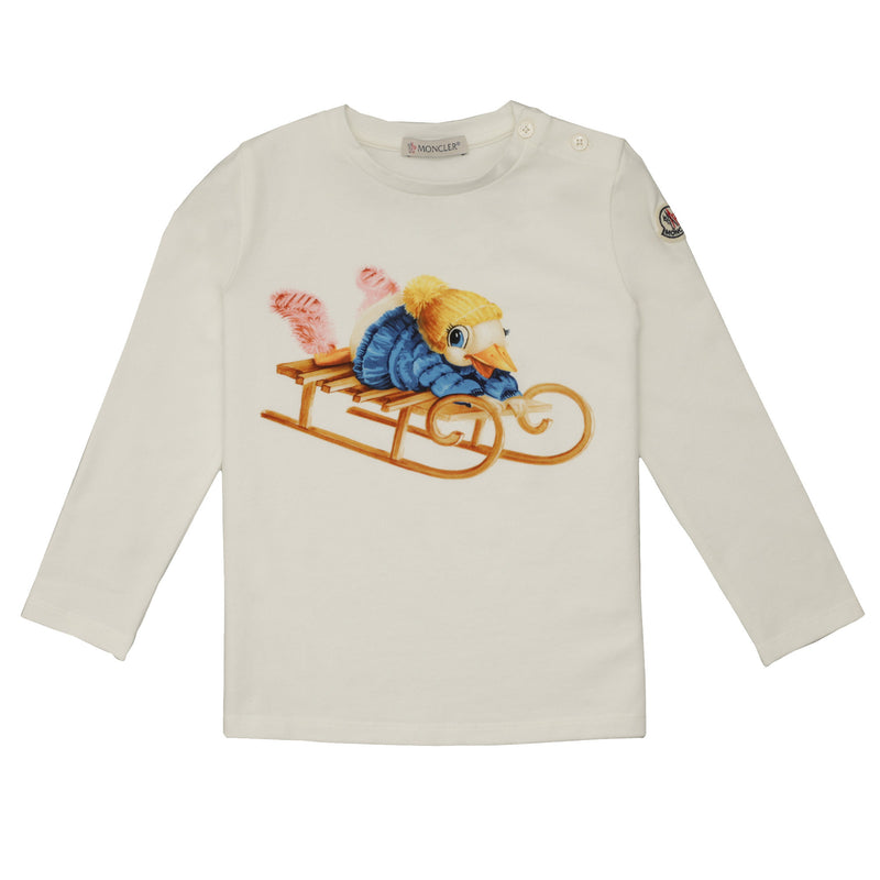 Baby White Fancy Printed Trims Long Sleeve T-Shirt - CÉMAROSE | Children's Fashion Store - 1