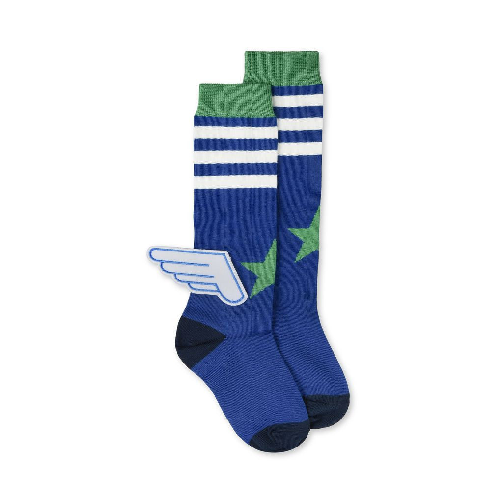 Girlsb Blue Check Wing Trims 'Rusty' Sock - CÉMAROSE | Children's Fashion Store - 1