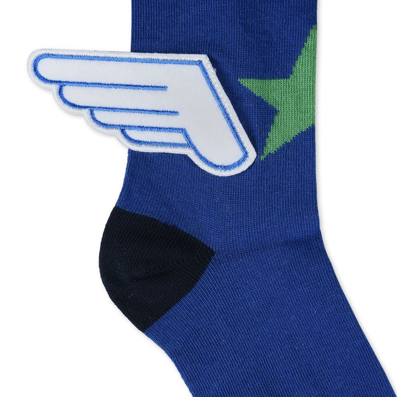 Girlsb Blue Check Wing Trims 'Rusty' Sock - CÉMAROSE | Children's Fashion Store - 2
