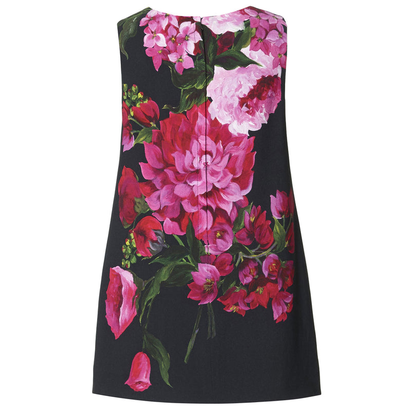 Girls Black Viscose Dress With Flower Print Trims - CÉMAROSE | Children's Fashion Store - 2