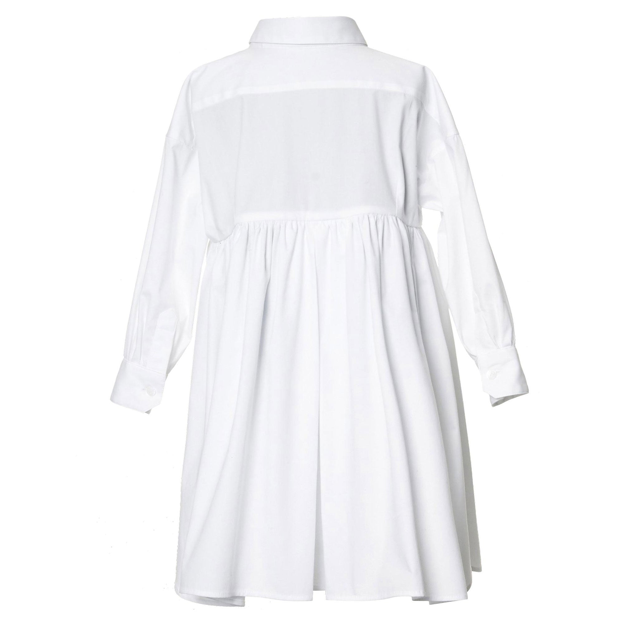 Girls White Bow Trims Cotton Dress - CÉMAROSE | Children's Fashion Store - 2