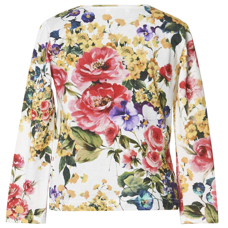 Girls Multicolor Flower Printed Long Sleeve Cotton T-Shirt - CÉMAROSE | Children's Fashion Store - 2