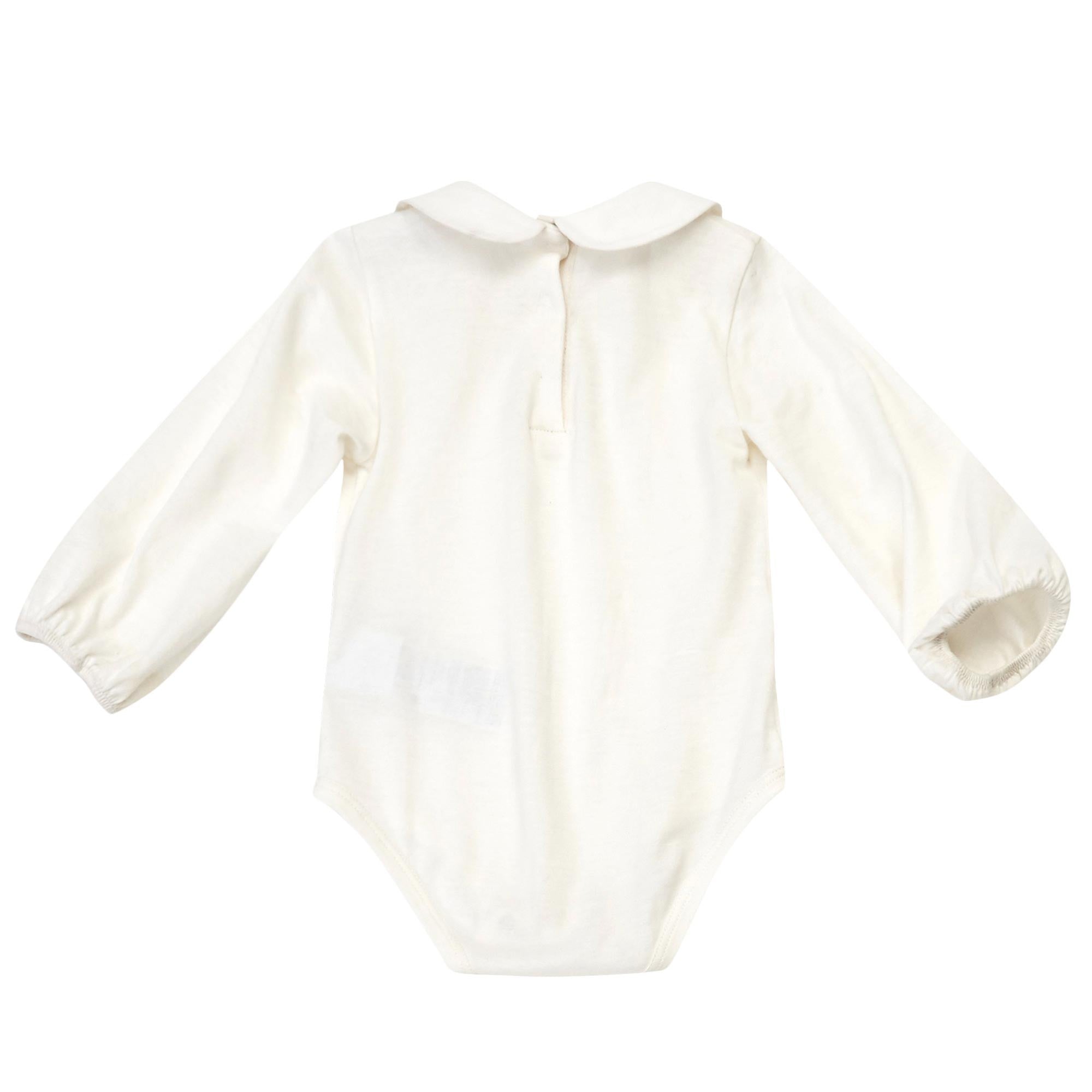Baby Girls White Patch Trims Collar Cotton Bodysuit - CÉMAROSE | Children's Fashion Store - 2
