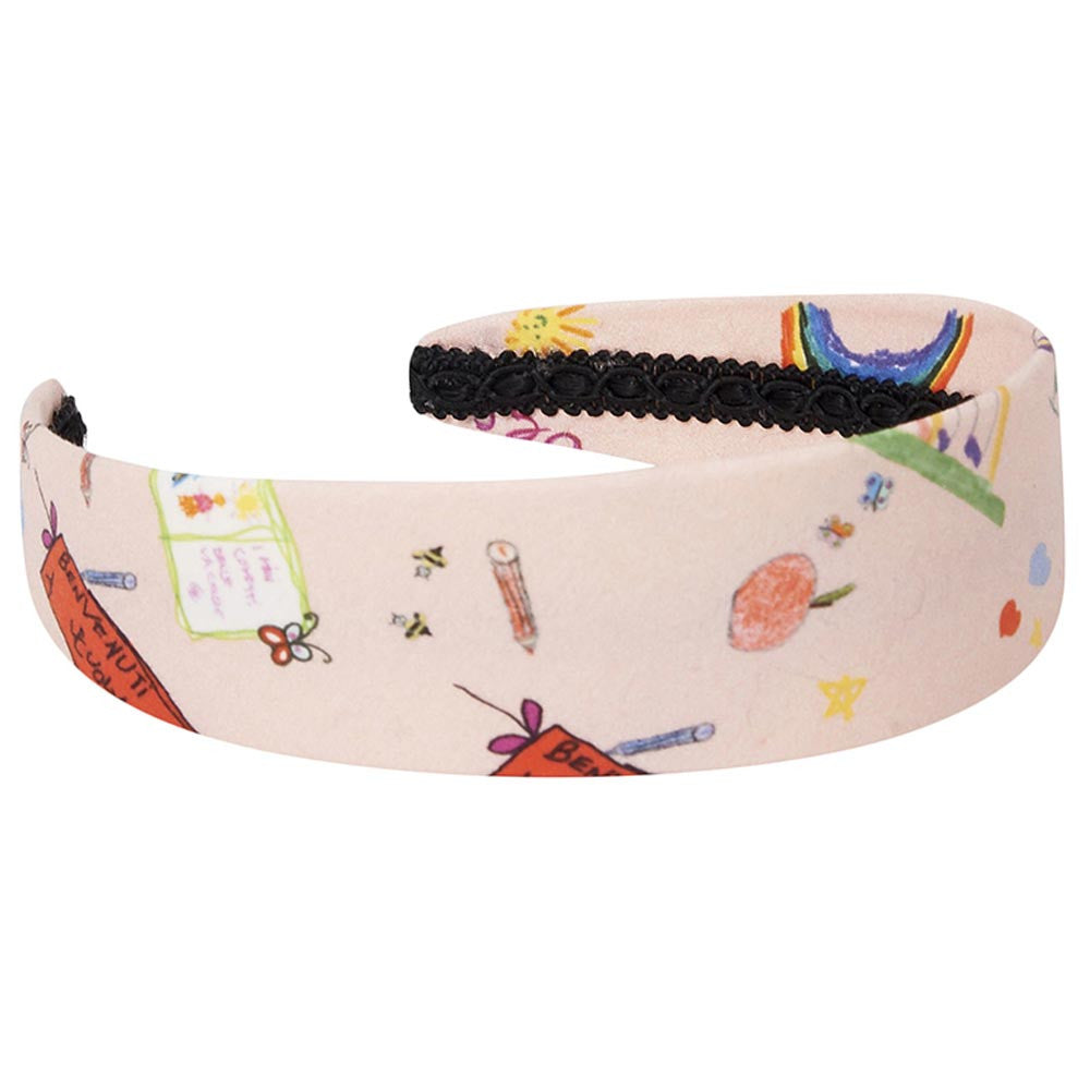 Girls Pink Hairband With Multicolor Print Trims - CÉMAROSE | Children's Fashion Store