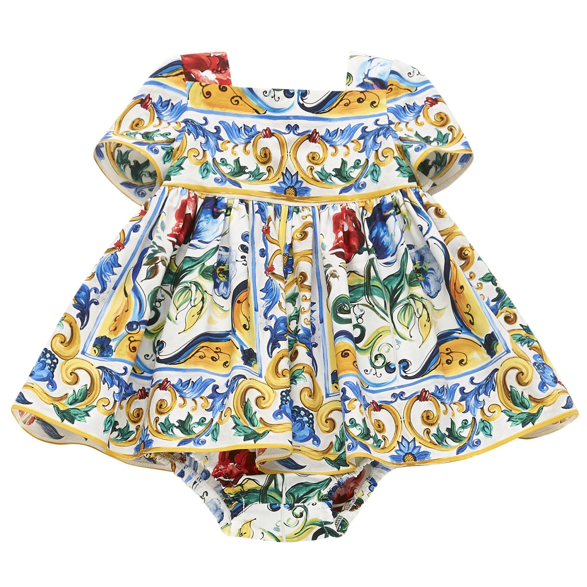 Baby Girls Multicolor Maiolica Ornamentale Printed Dress - CÉMAROSE | Children's Fashion Store - 1
