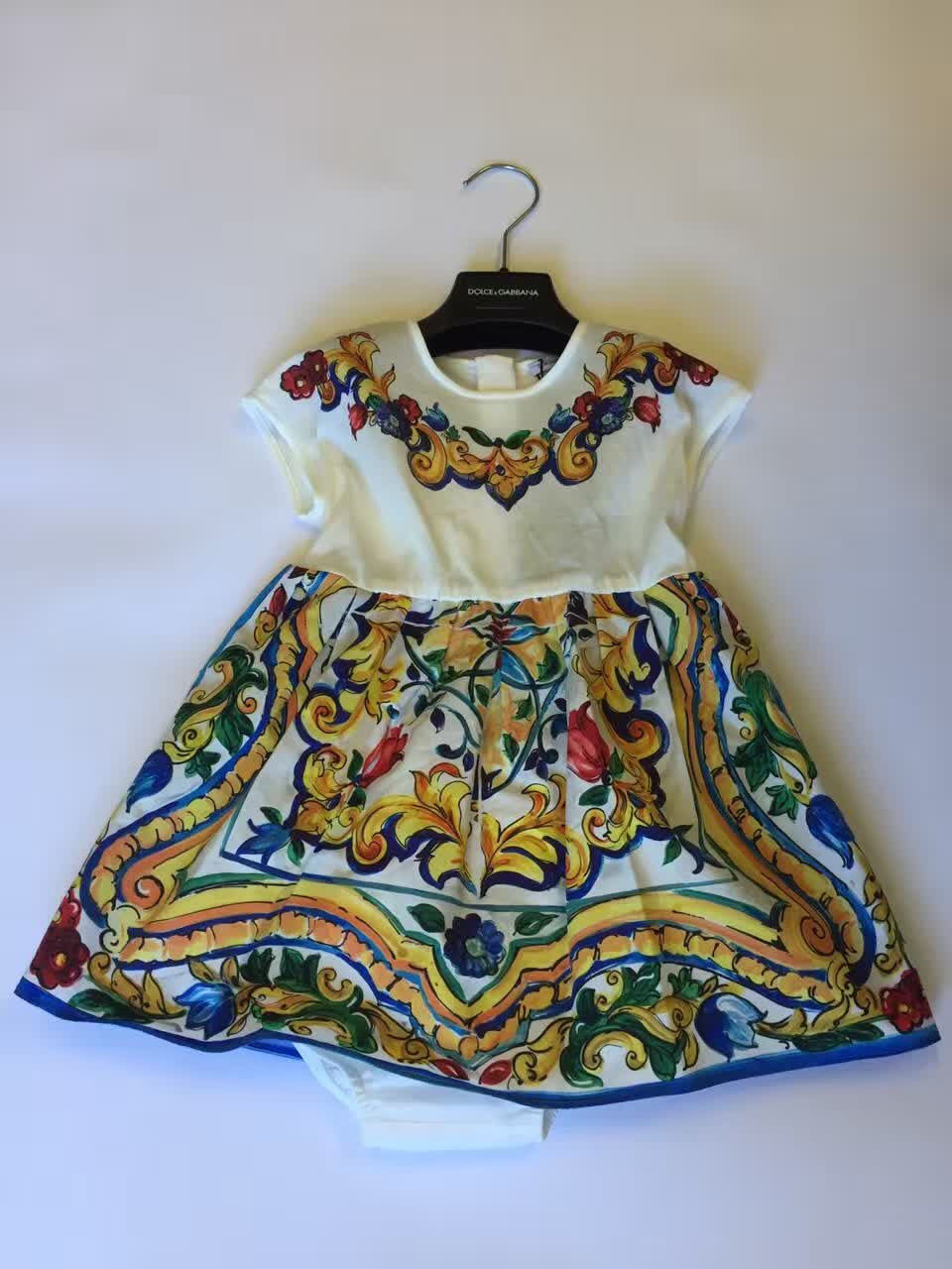 Baby Girls Multicolor Printed Cotton Dress - CÉMAROSE | Children's Fashion Store - 1