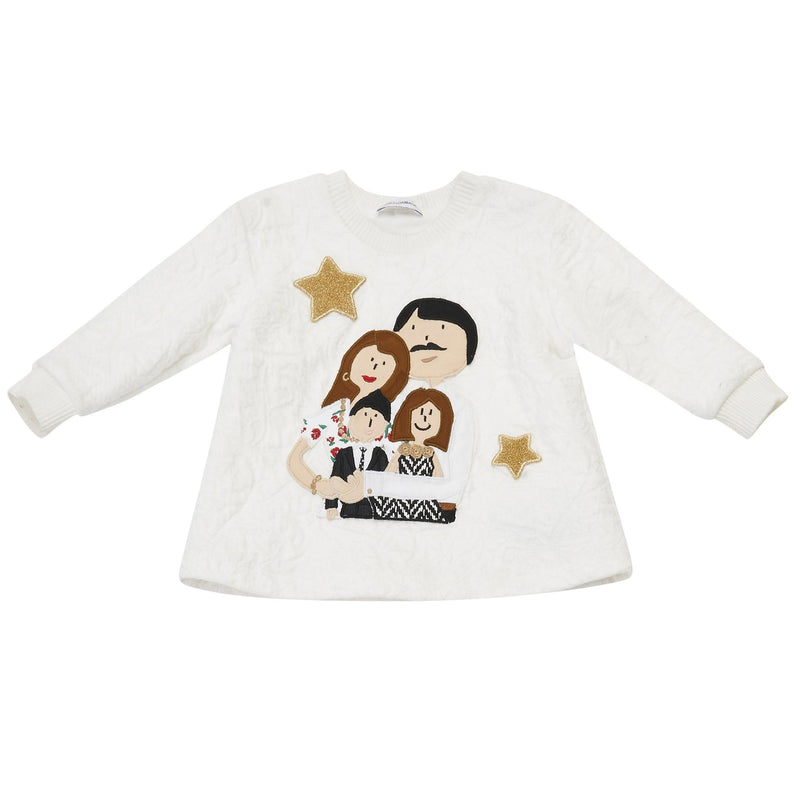 Baby Girls White Family Printed Trims Dress - CÉMAROSE | Children's Fashion Store - 1