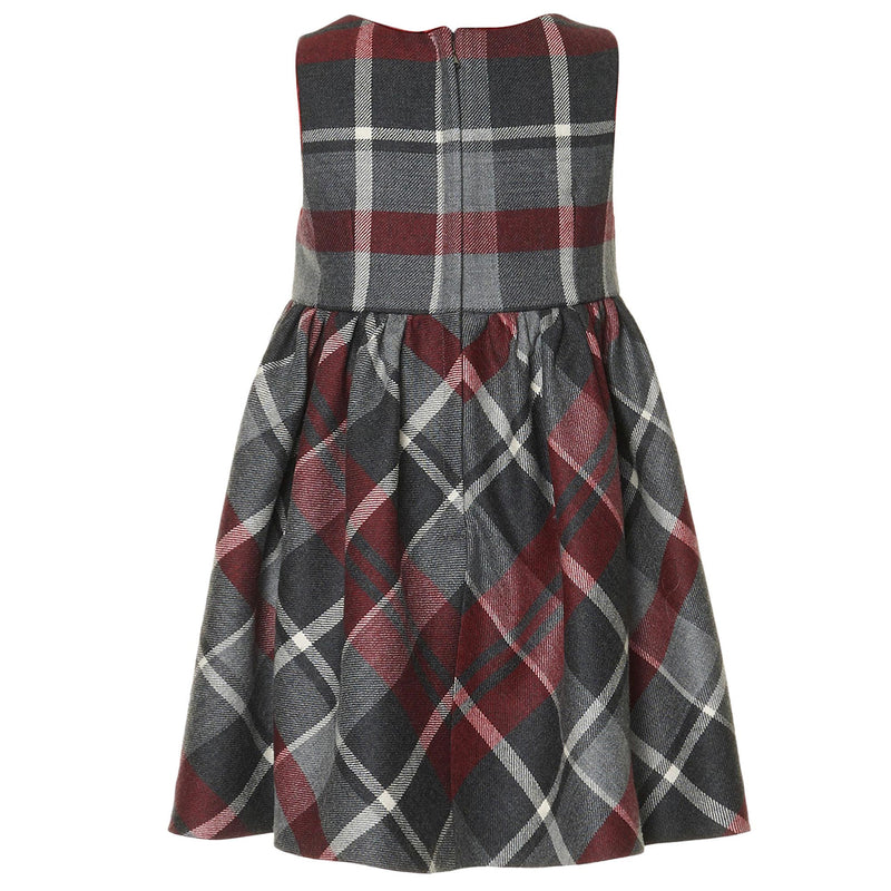 Girls Multicolor Check Tartan Patch Flower Trims Dress - CÉMAROSE | Children's Fashion Store - 2