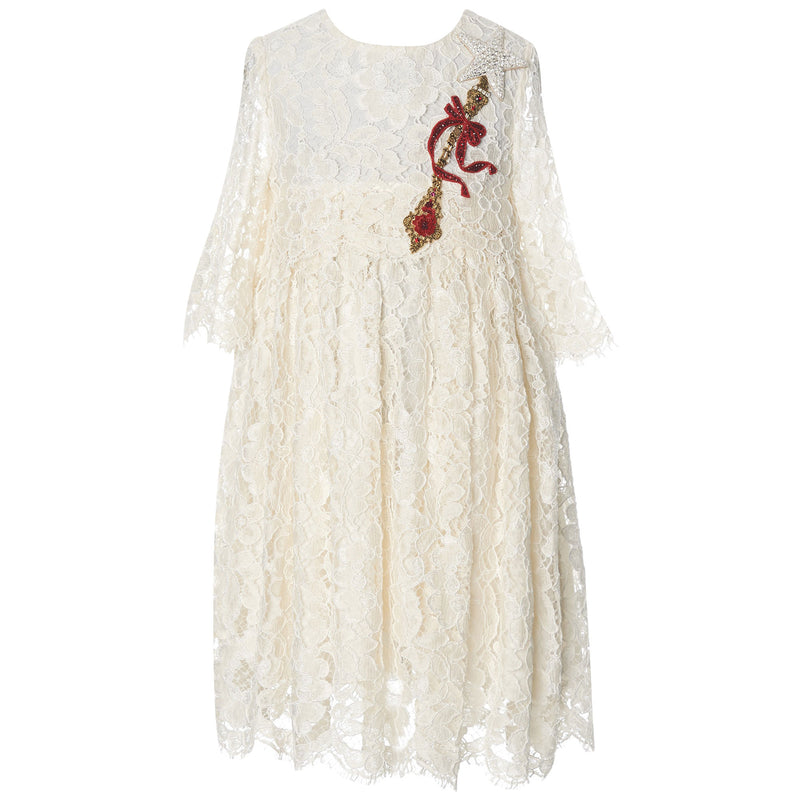 Girls White Embroidered Trims Cotton Dress - CÉMAROSE | Children's Fashion Store - 1