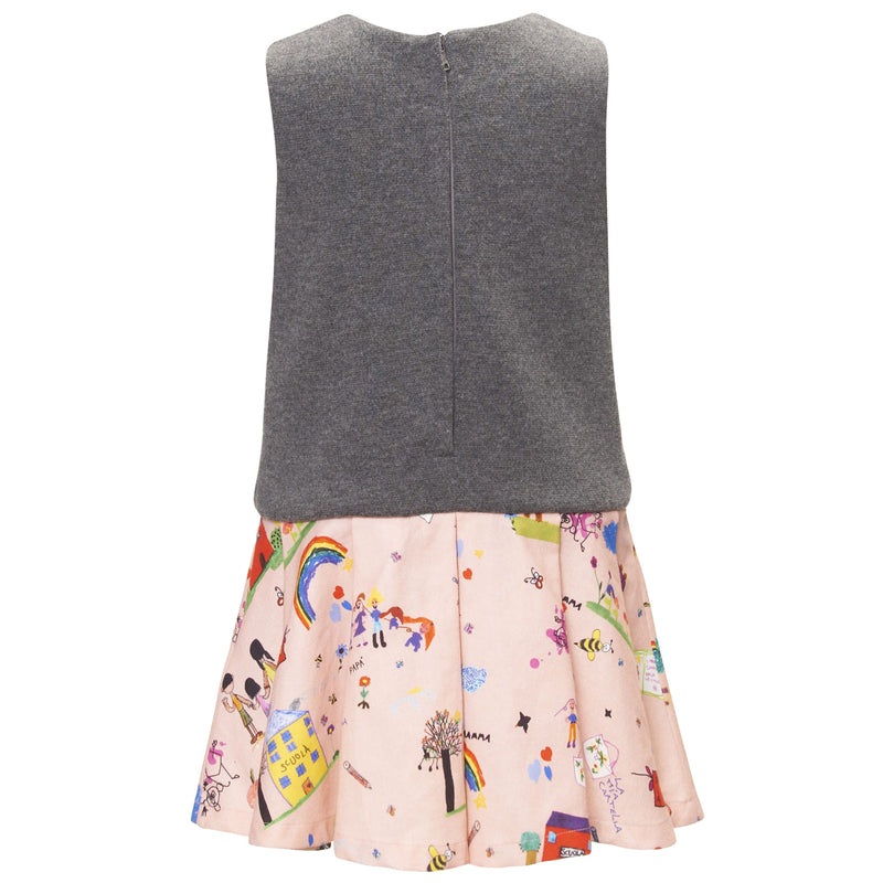 Girls Gery Top & Pink Bottom Sleeveless Dress - CÉMAROSE | Children's Fashion Store - 2