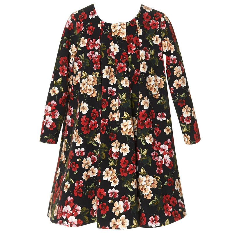 Girls Multicolor Flower Printed Trims Cotton Dress - CÉMAROSE | Children's Fashion Store - 1
