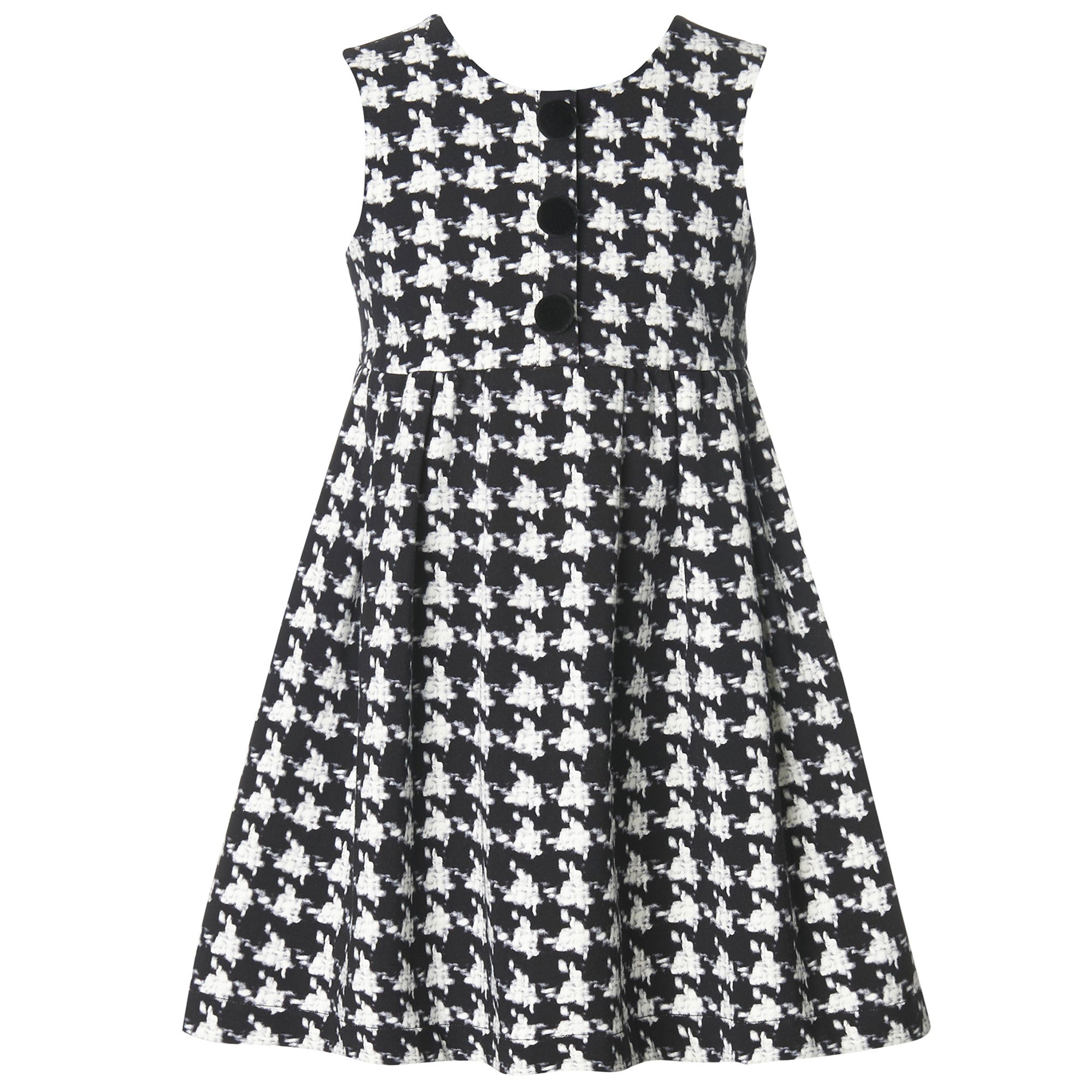 Girls Black Cotton Dress With White Print Trims - CÉMAROSE | Children's Fashion Store - 2