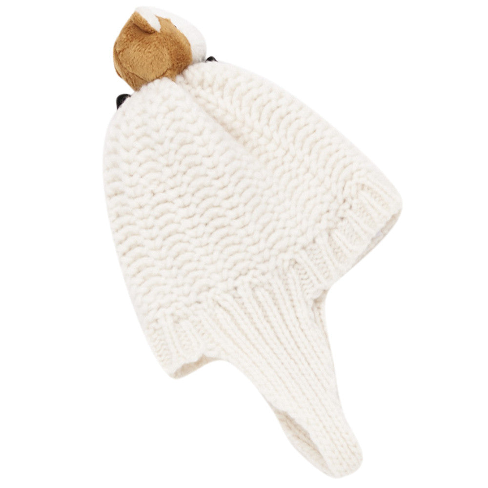 Baby White Knitted Pom-pom Trims Hat - CÉMAROSE | Children's Fashion Store - 2
