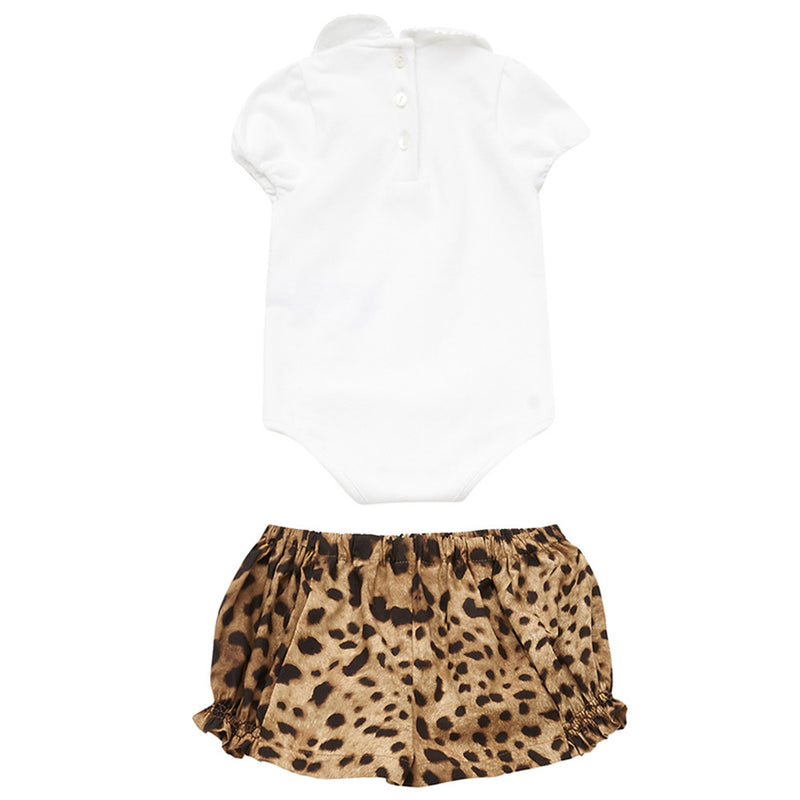 Baby White Bodysuit & Leopard Short Two Piece Set - CÉMAROSE | Children's Fashion Store - 2