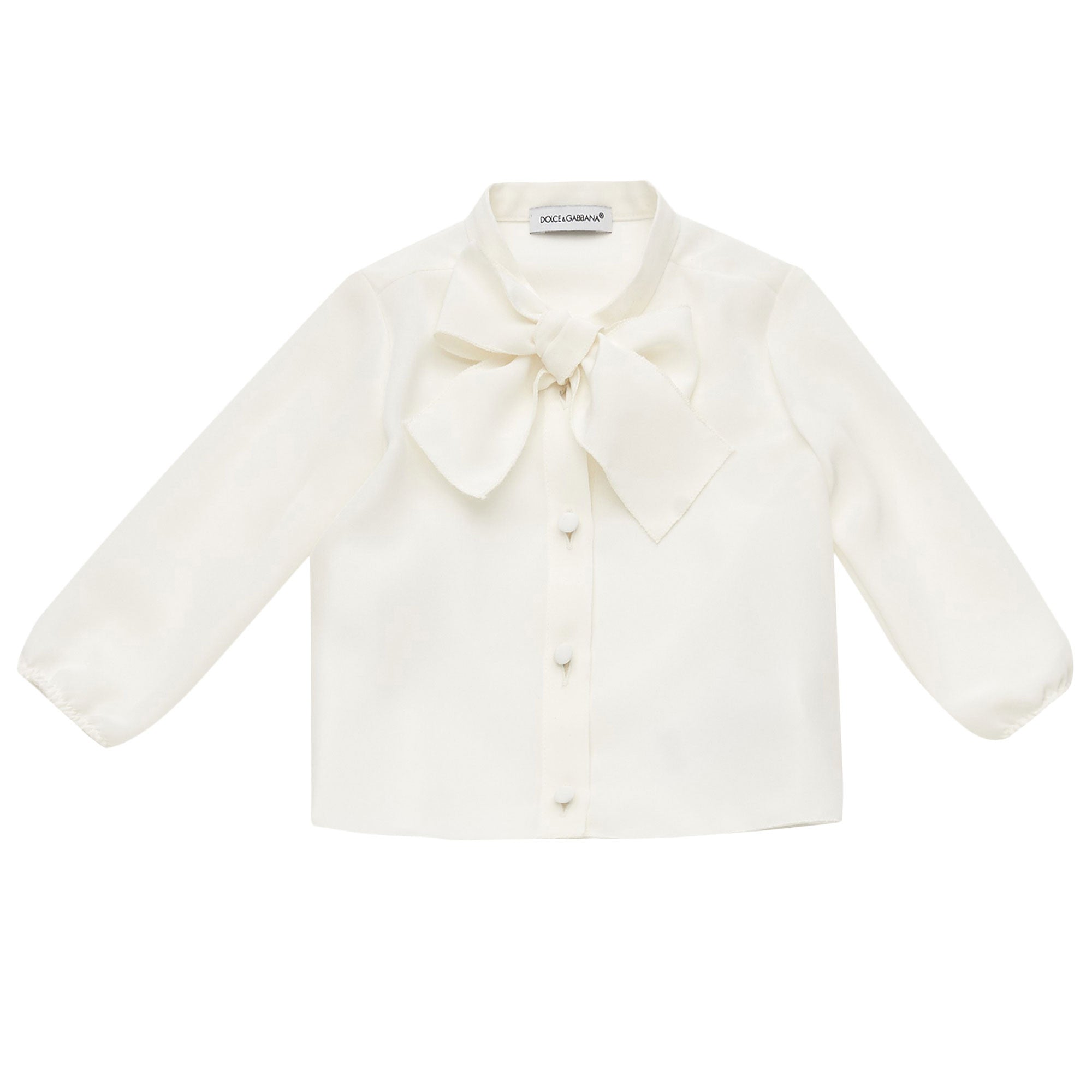 Baby Girls White Silk Bow Trims Shirt - CÉMAROSE | Children's Fashion Store - 2