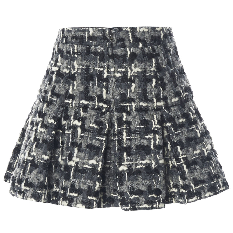 Girls Black Check Wool Rib Waist Skirt - CÉMAROSE | Children's Fashion Store - 2