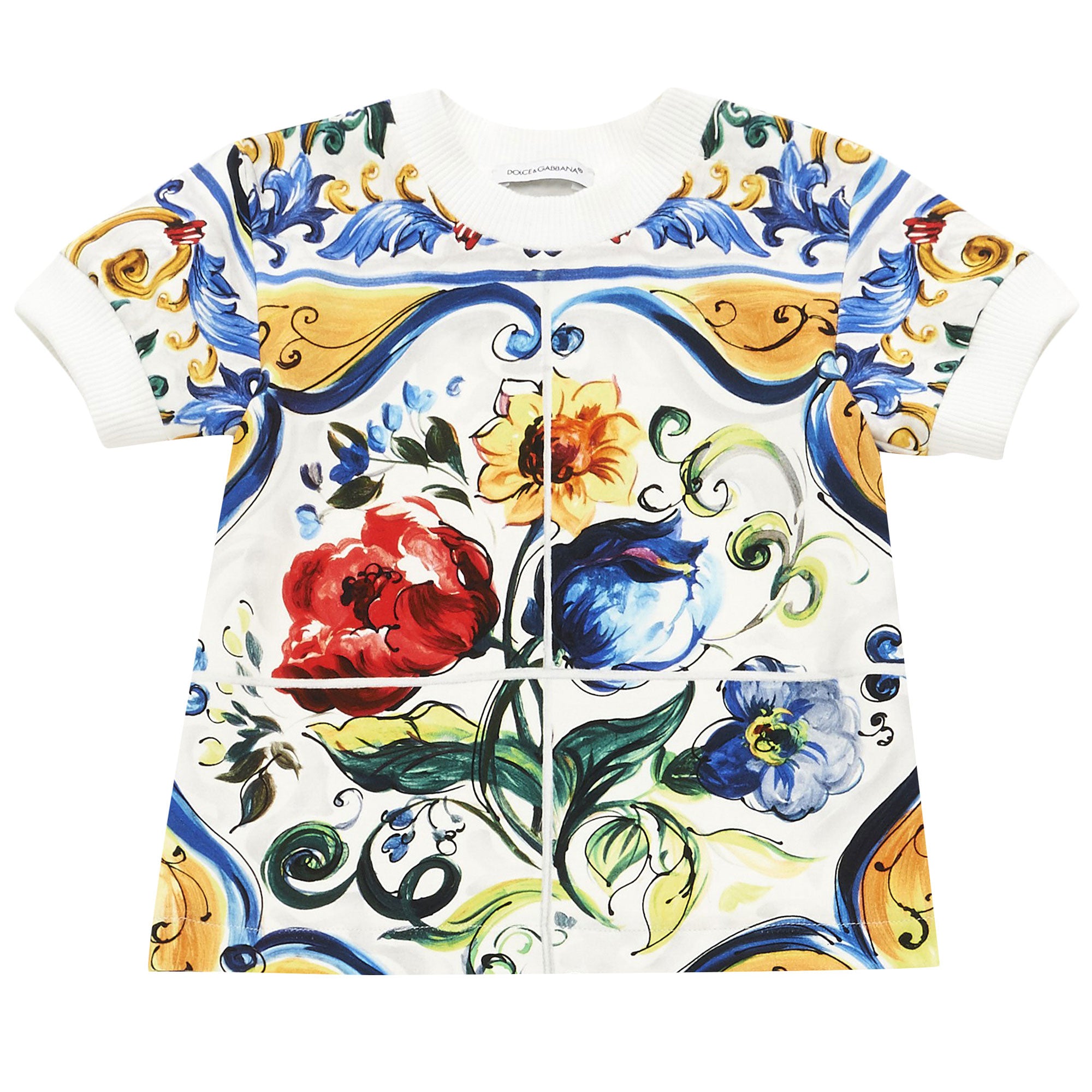 Baby Girls Multicolor Maiolica Bouquet Printed T-Shirt - CÉMAROSE | Children's Fashion Store - 1