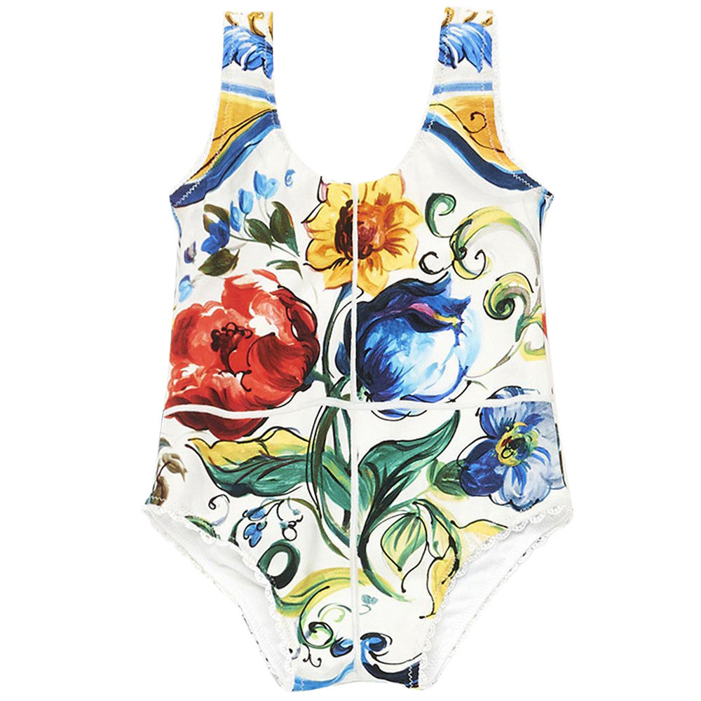 Baby Girls Multicolor Maiolica Bouquet Printed Swimsuit - CÉMAROSE | Children's Fashion Store - 1