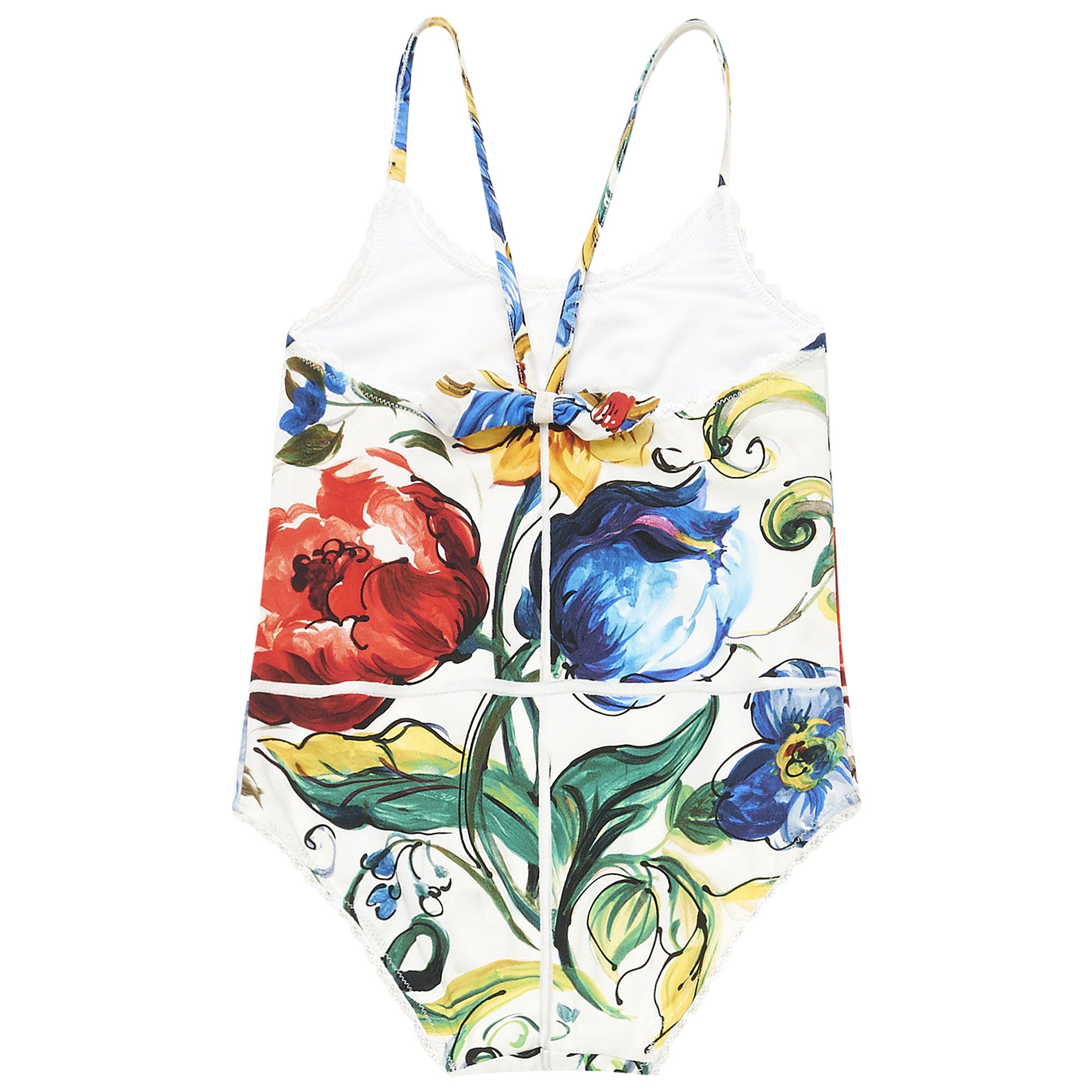 Girls Multicolor Maiolica Bouquet Printed Strape Swimsuit - CÉMAROSE | Children's Fashion Store - 2
