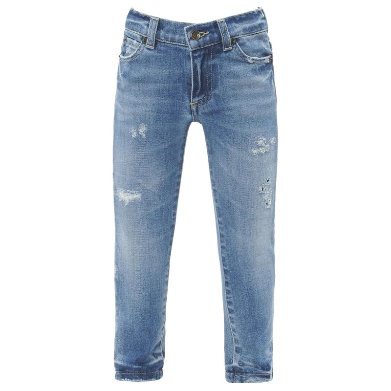 Boys Blue Denim Jersey Cotton Jeans - CÉMAROSE | Children's Fashion Store - 1