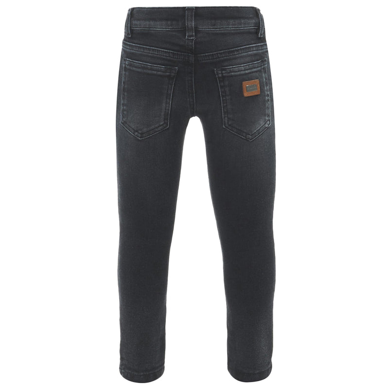 Boys Black Denim Jersey Cotton Jeans - CÉMAROSE | Children's Fashion Store - 2