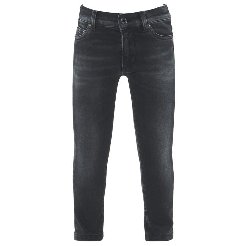 Boys Black Denim Jersey Cotton Jeans - CÉMAROSE | Children's Fashion Store - 1