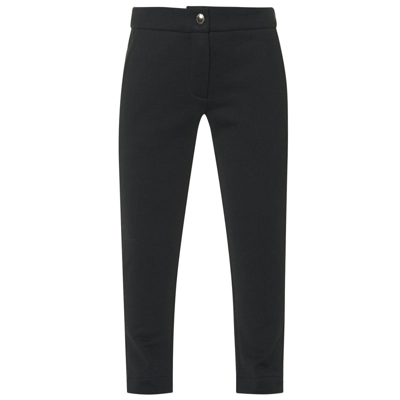 Girls Black Cotton Jersey Trouser - CÉMAROSE | Children's Fashion Store - 1