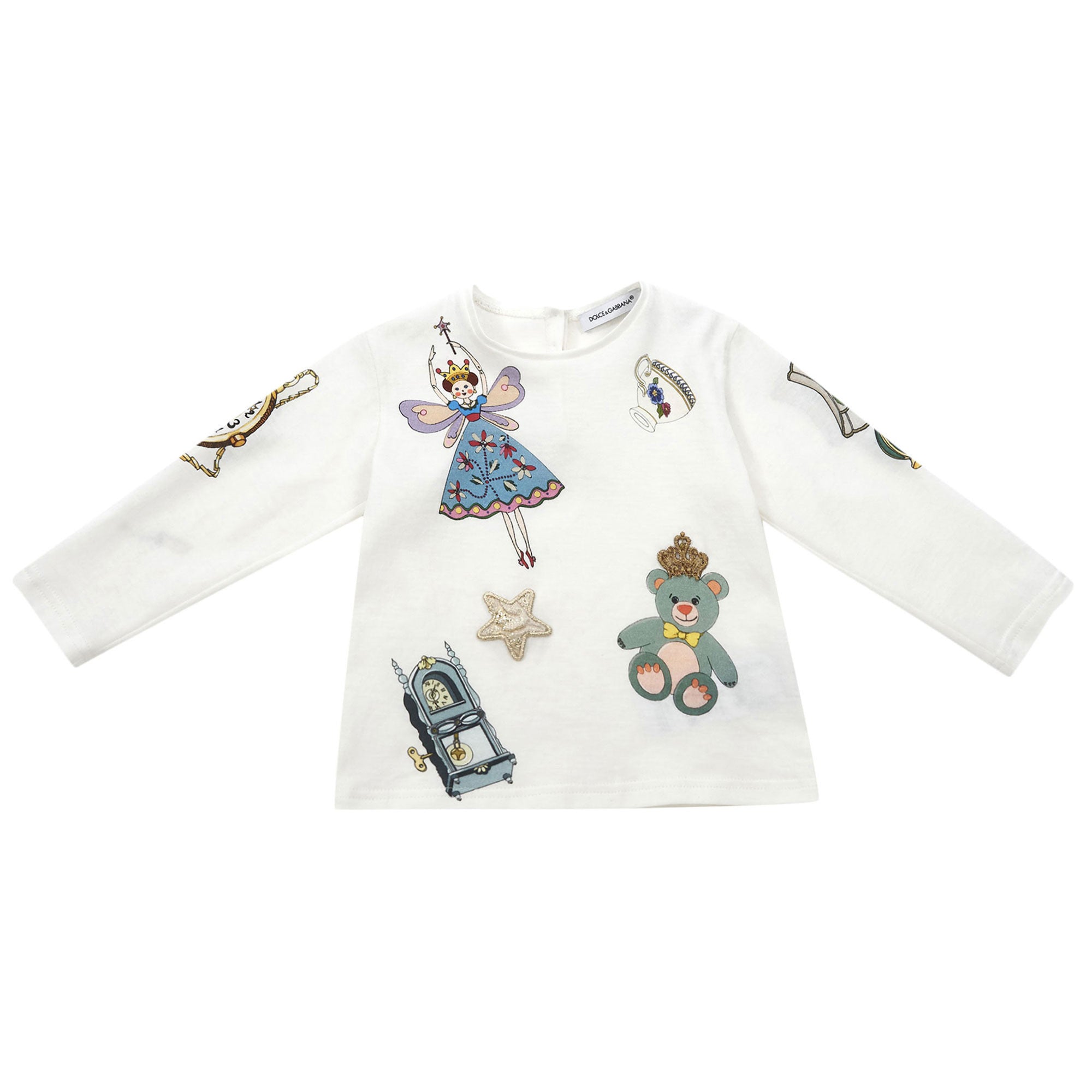 Baby Girls White Fancy Printed Cotton T-Shirt - CÉMAROSE | Children's Fashion Store - 1