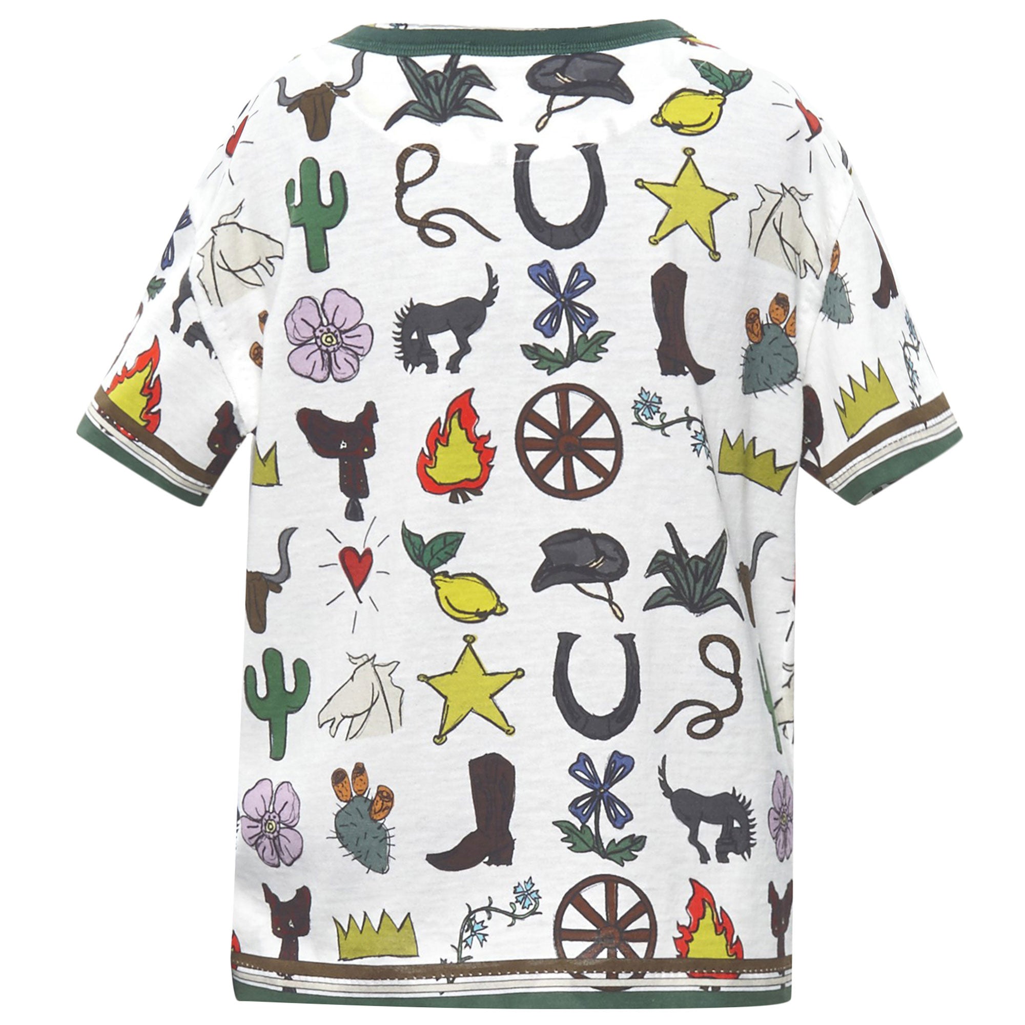 Boys White Cotton T-Shirt With Allover Multicoor Print Trims - CÉMAROSE | Children's Fashion Store - 2