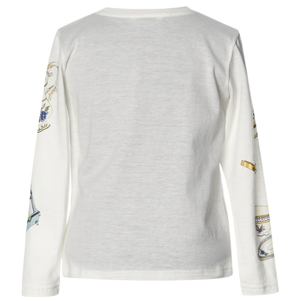 Girls White Fancy Printed Cotton T-Shirt - CÉMAROSE | Children's Fashion Store - 2