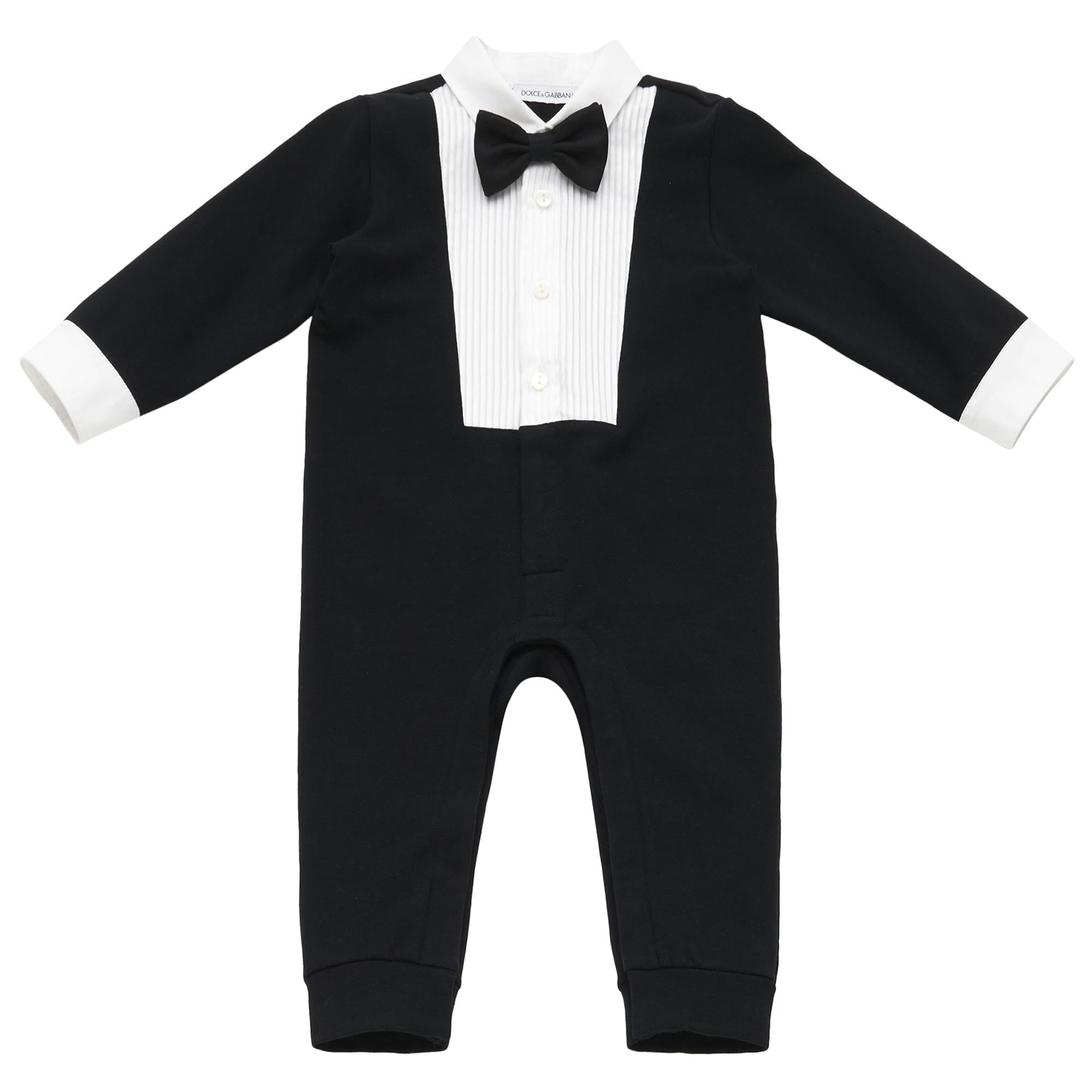 Baby Black Bow Trims Cotton Babygrow - CÉMAROSE | Children's Fashion Store - 1