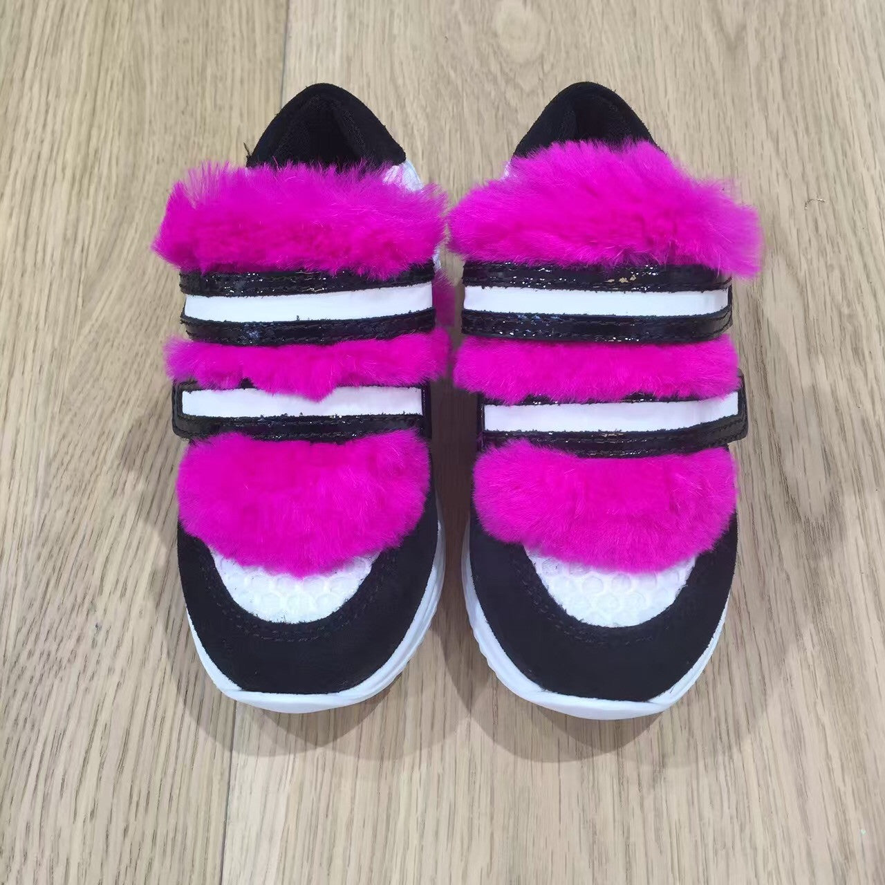 Girls Pink Fur Trims Leather Shoes - CÉMAROSE | Children's Fashion Store - 1