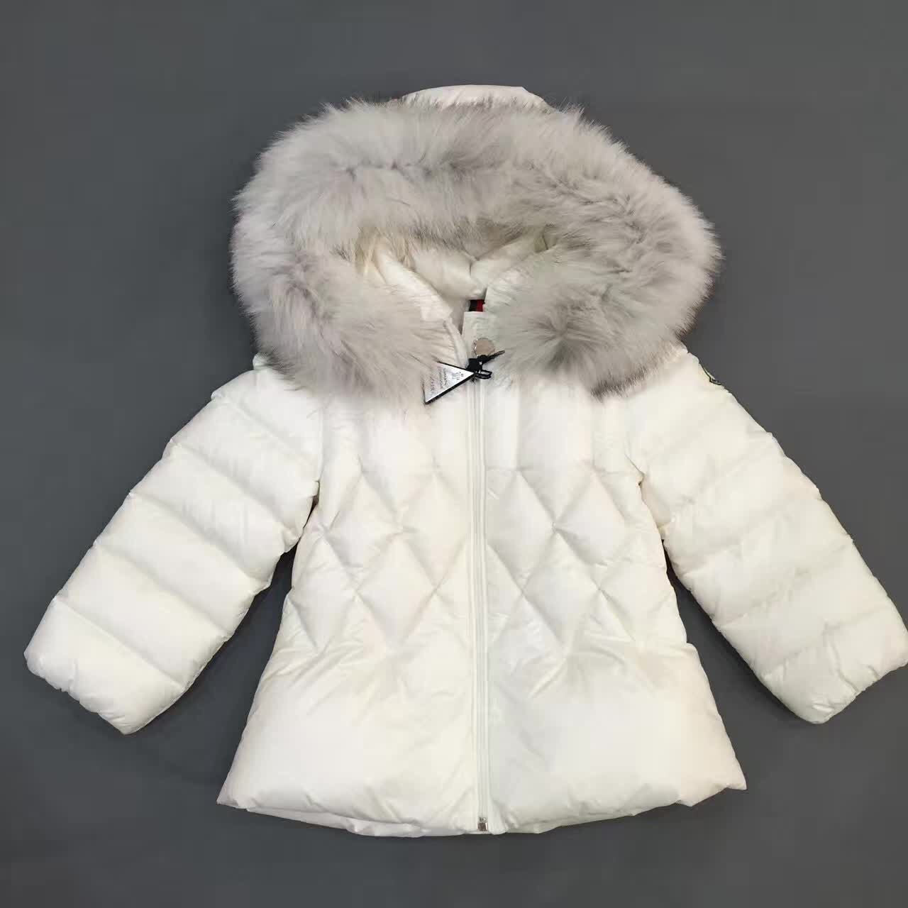 Baby Girls White Fur Trims Hooded Padded Down 'Splendeur'Jacket - CÉMAROSE | Children's Fashion Store - 1