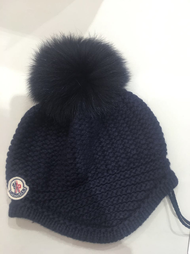Boys & Girls Navy Blue Wool & Cashmere Hat With Fur Pom-Pom - CÉMAROSE | Children's Fashion Store