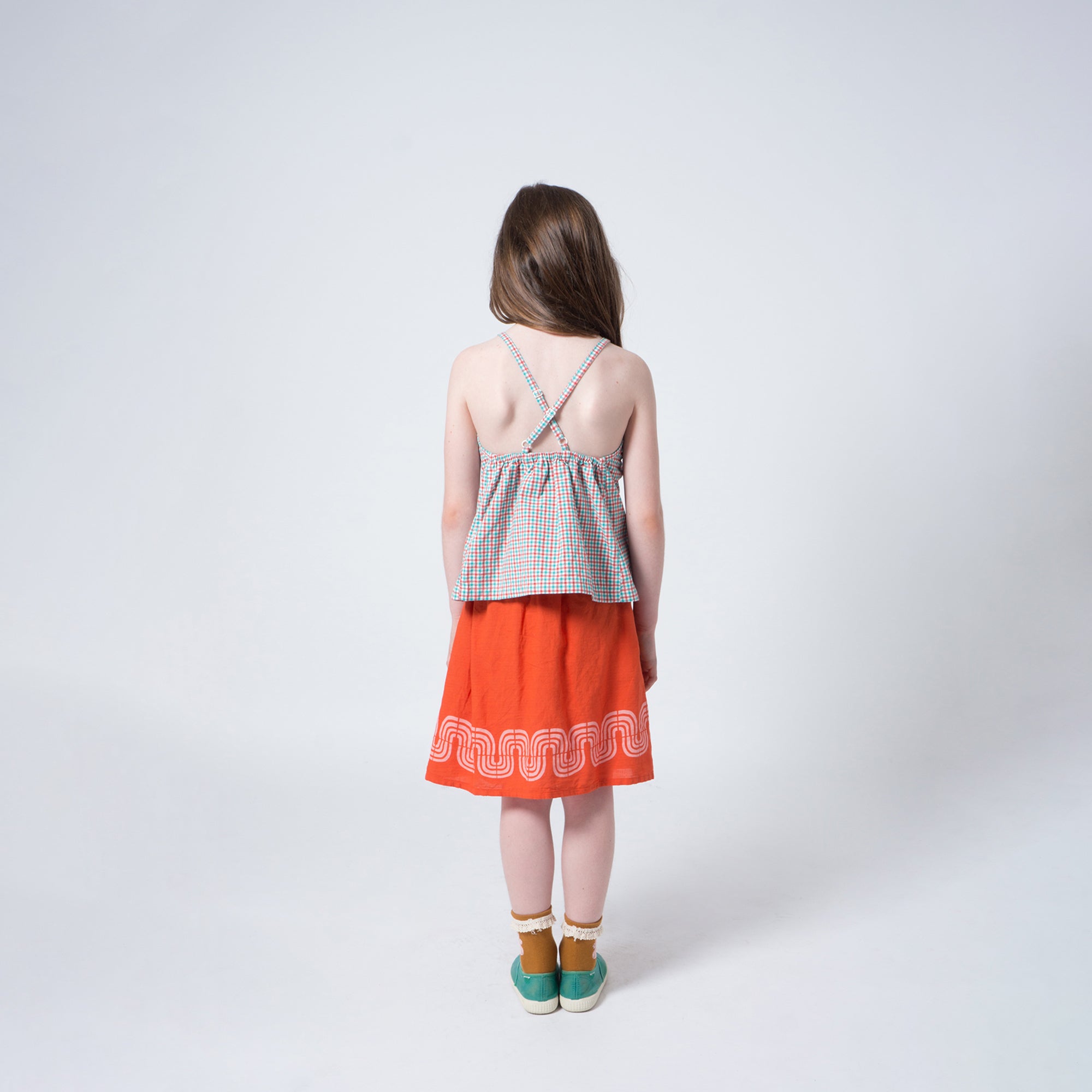 Girls Red Clay Cotton Road Flared Skirt