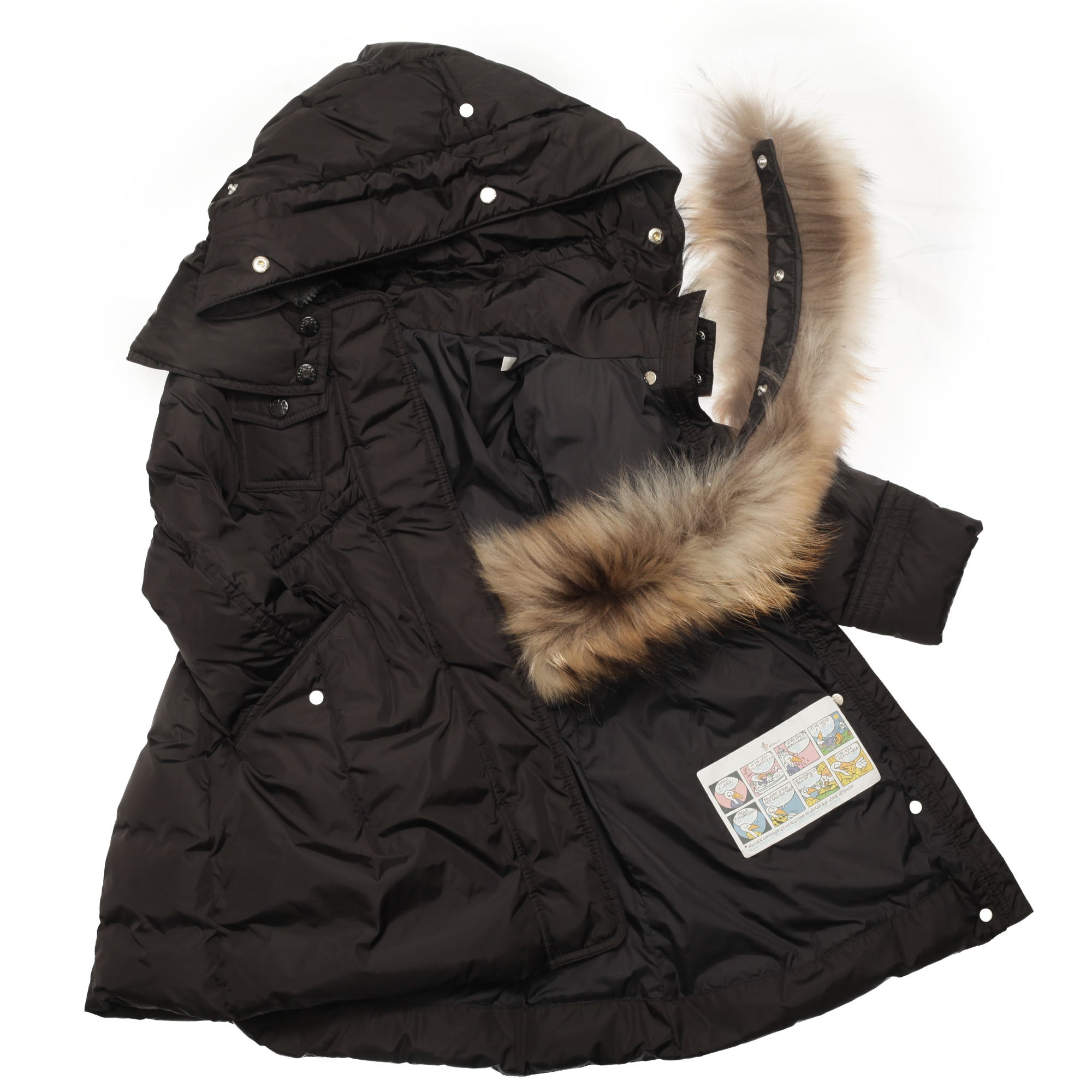 Girls Black Plush Trims Hooded 'Phalangere'Jacket - CÉMAROSE | Children's Fashion Store - 3