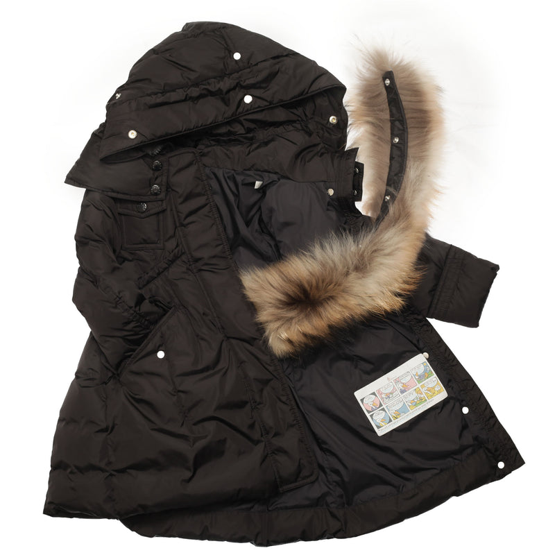 Girls Black Plush Trims Hooded 'Phalangere'Jacket - CÉMAROSE | Children's Fashion Store - 3