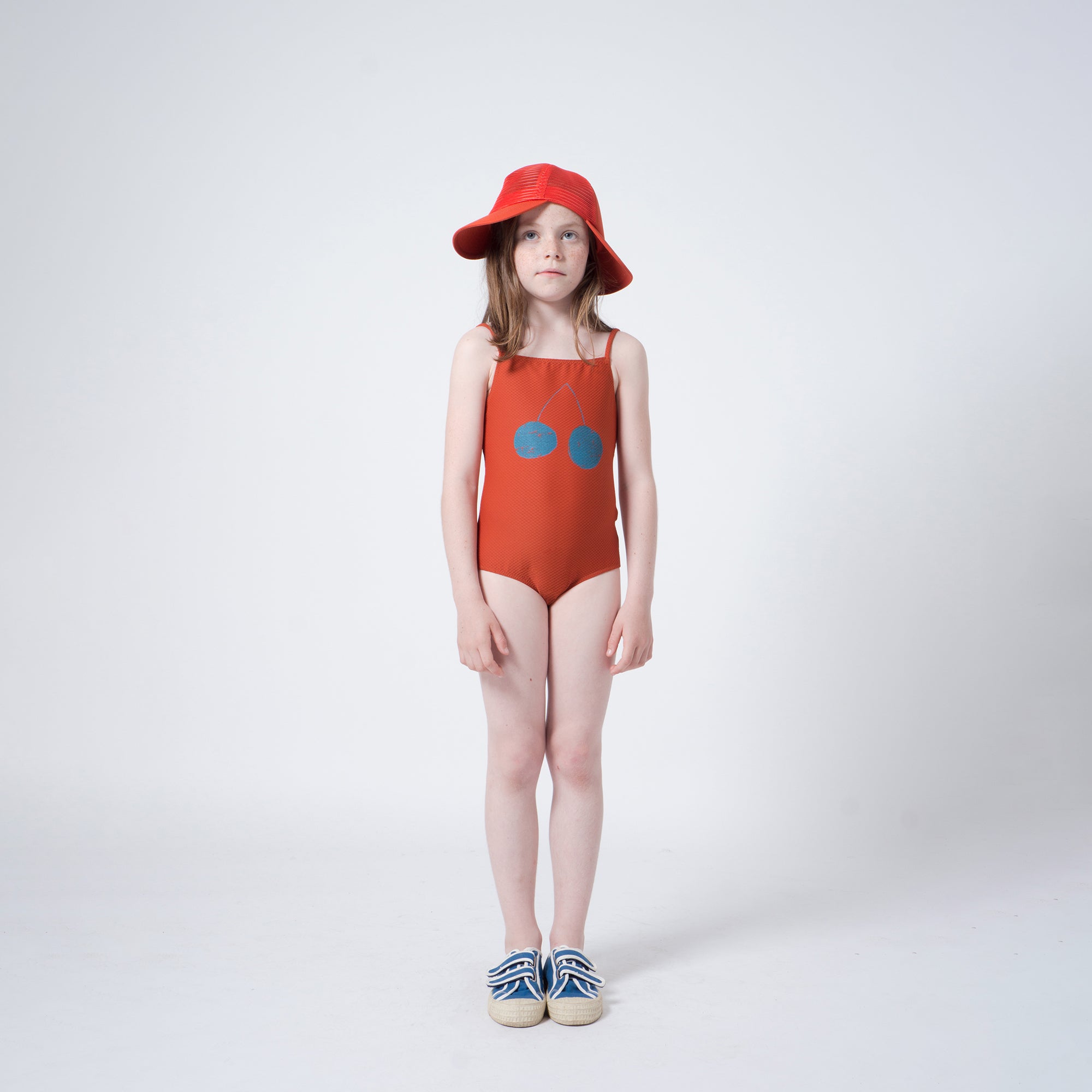 Girls Red Clay Cherry Swimsuit