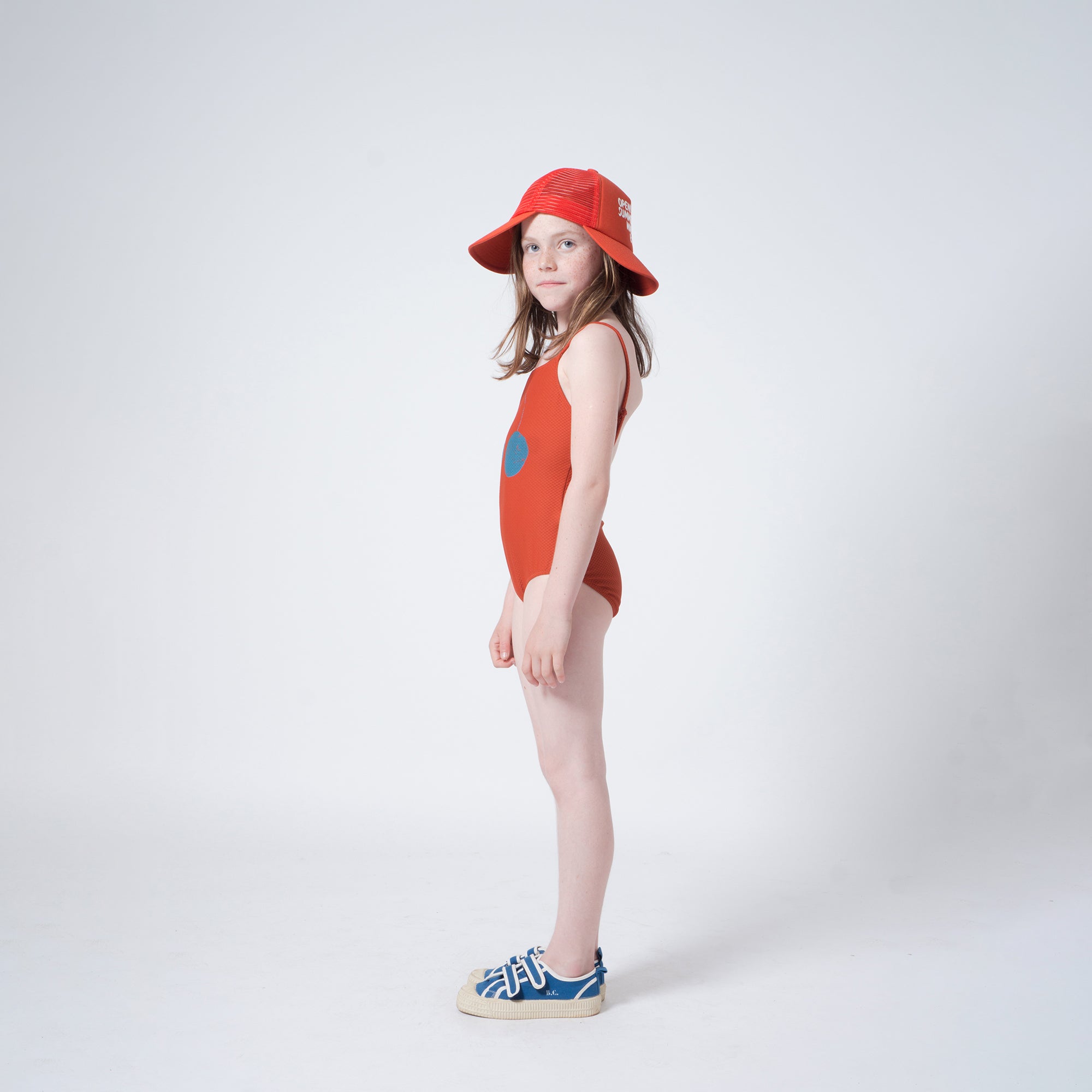 Girls Red Clay Cherry Swimsuit