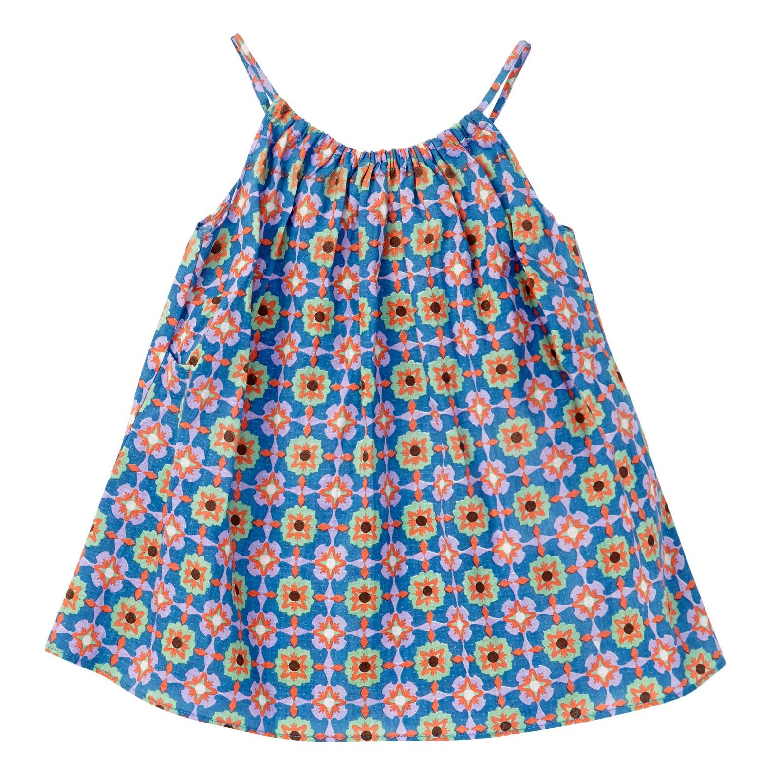 Baby Girls Blue Orchid Block Printed Dress - CÉMAROSE | Children's Fashion Store