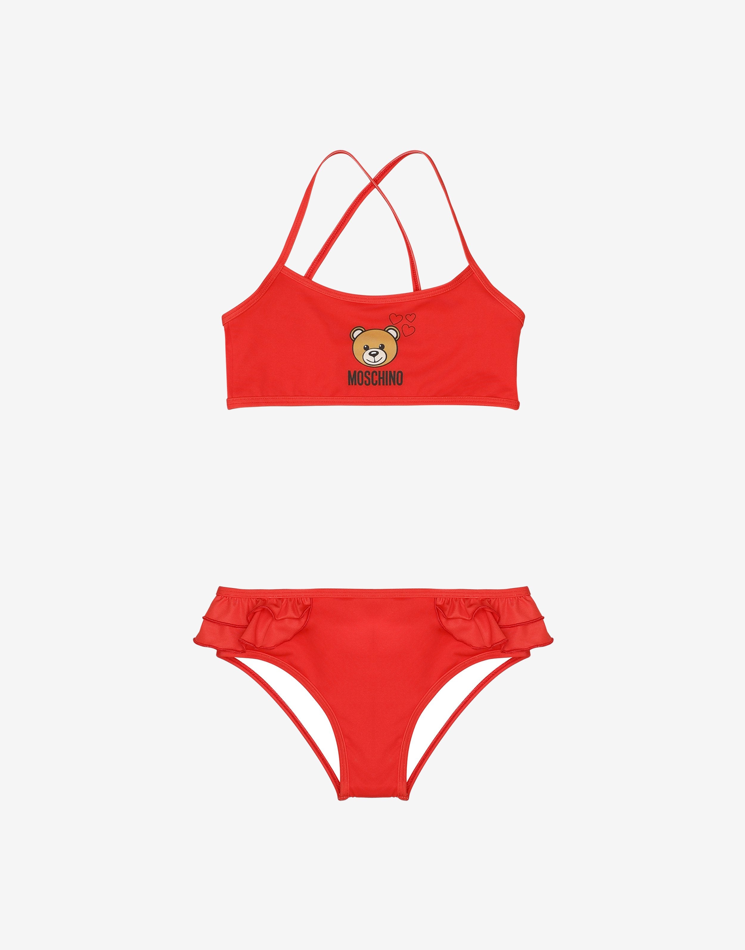 Girls Red Logo Swimsuit