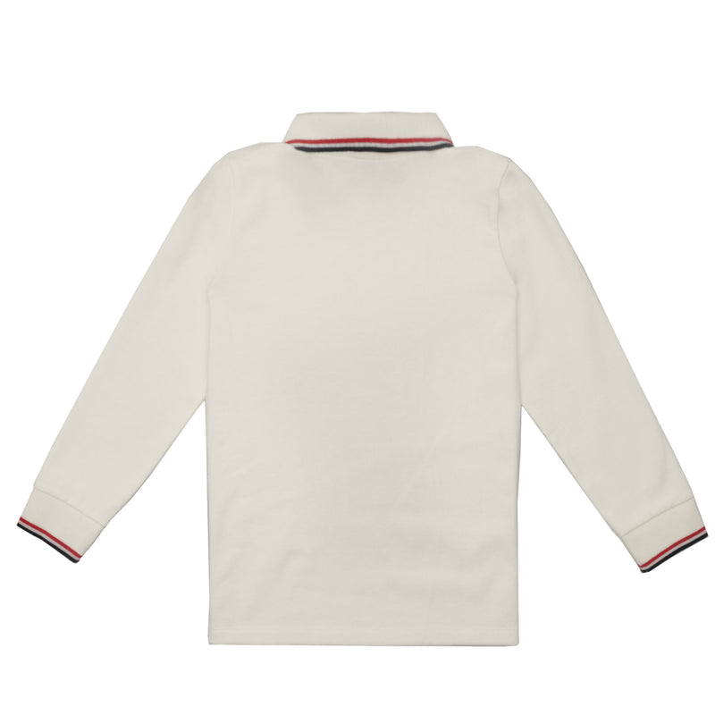 Baby Boys White Rib Cuffs Cotton Polo Shirt - CÉMAROSE | Children's Fashion Store - 2