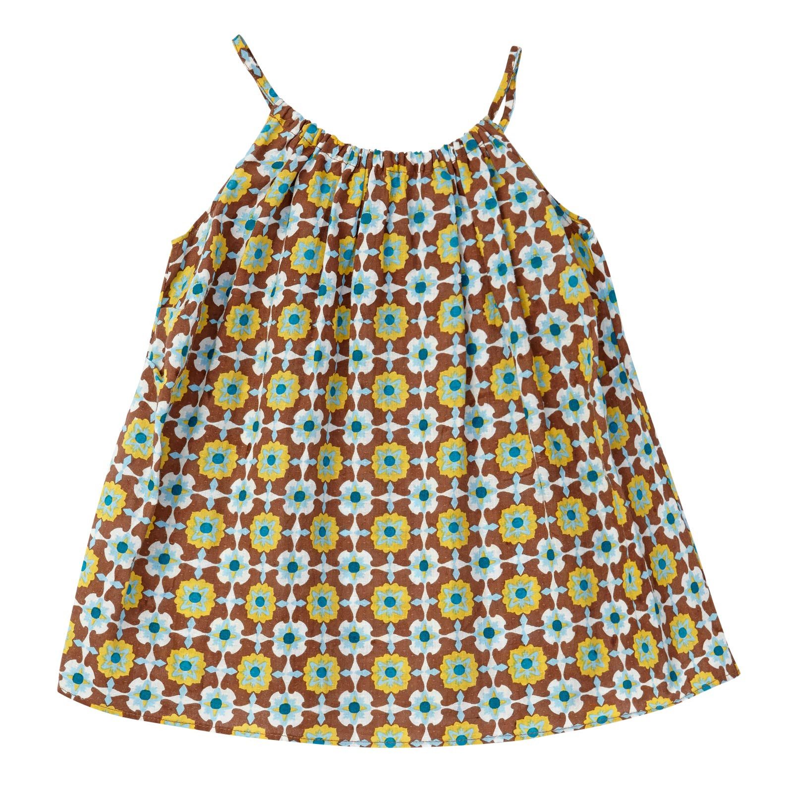 Baby Girls Multicolor Carob Block Printed Dress - CÉMAROSE | Children's Fashion Store