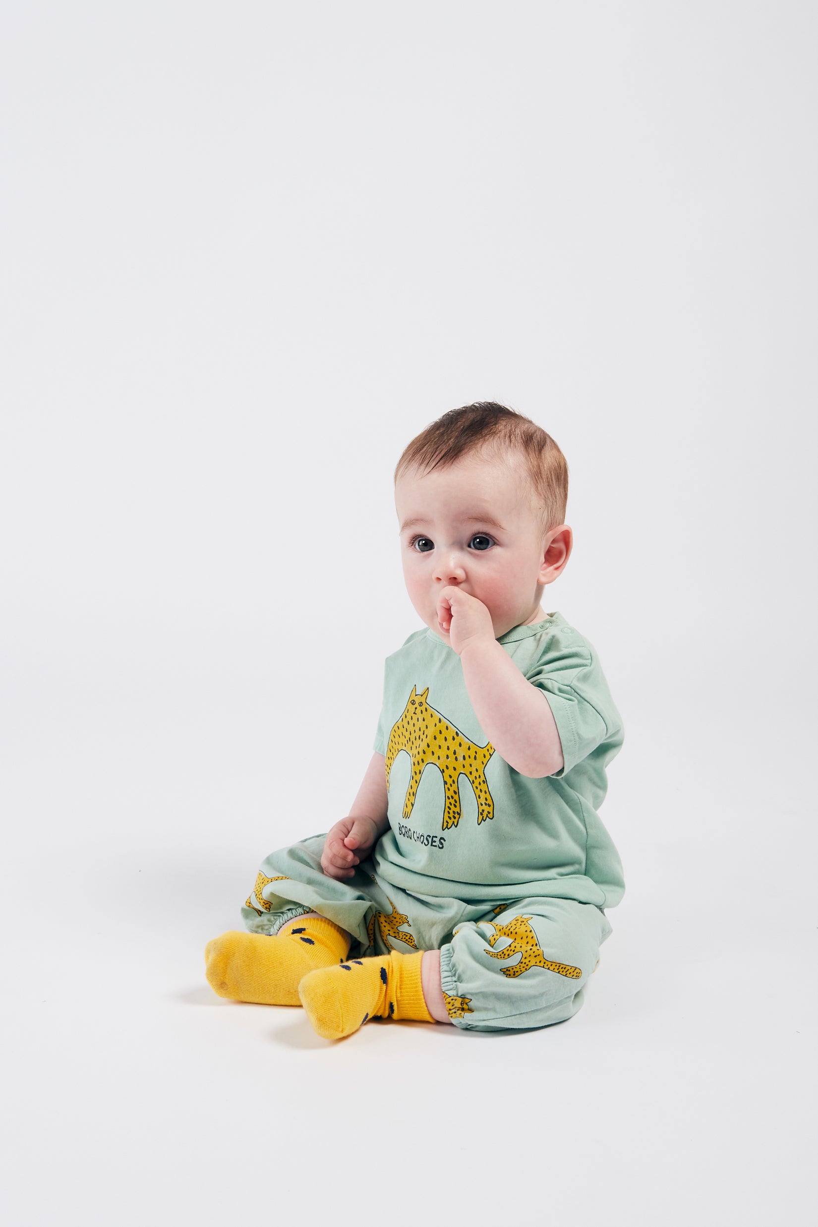 Baby Girls Green Leopard Cotton T-shirt