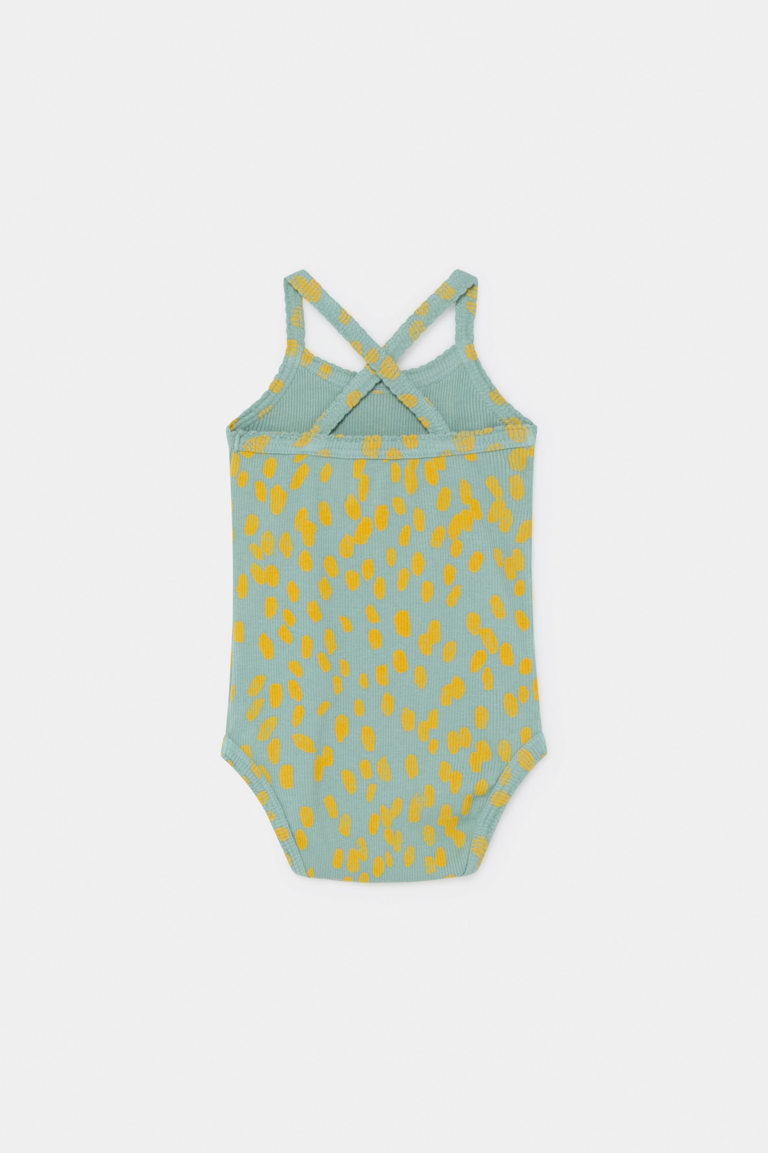 Baby Girls Green Printed Cotton Babysuit