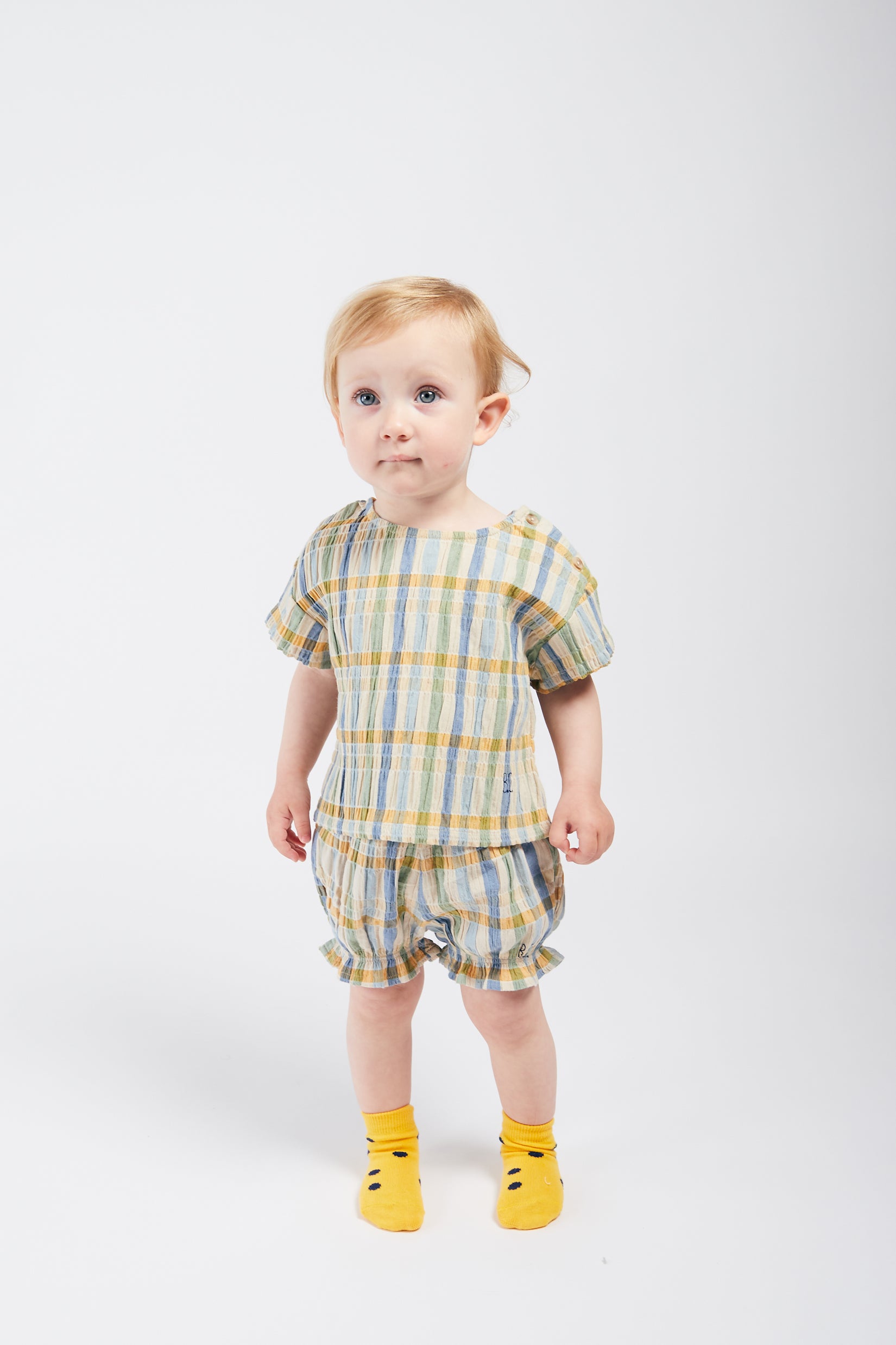Baby Girls Multicolor Check Cotton Shorts