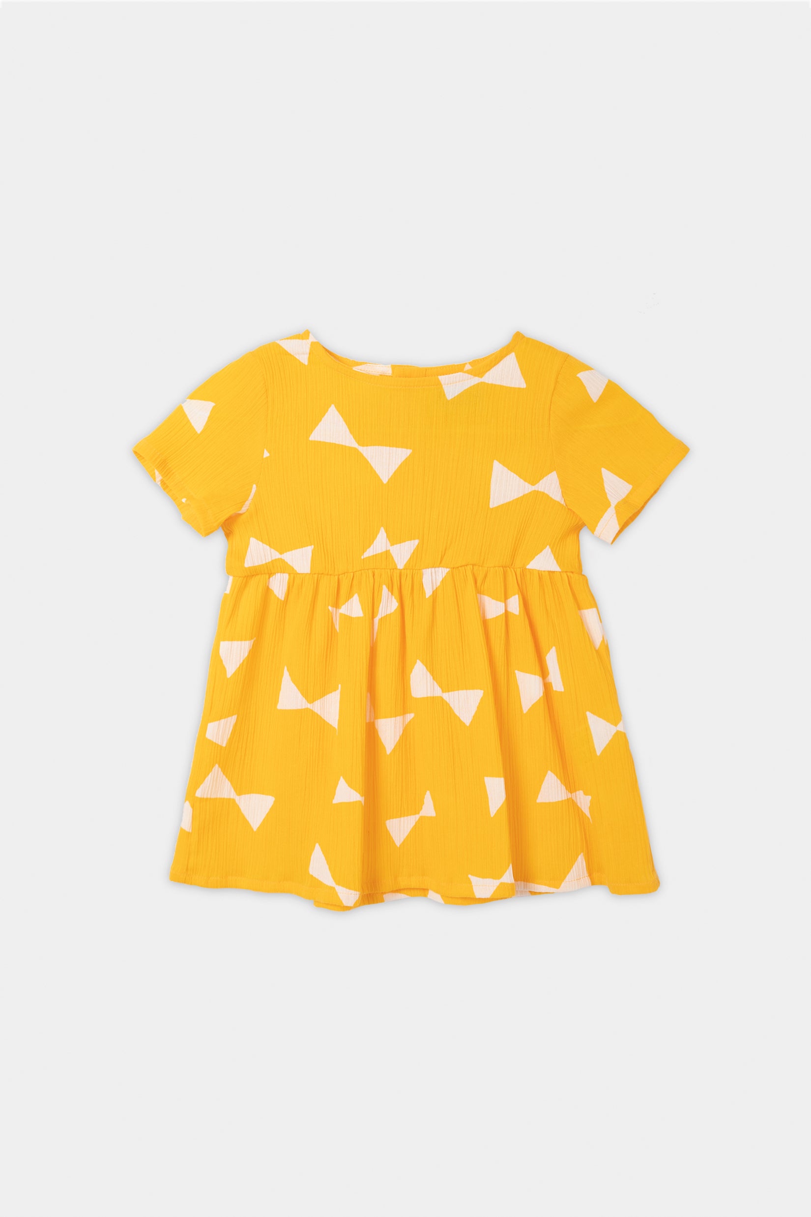 Baby Girls Yellow Bow Cotton Dress
