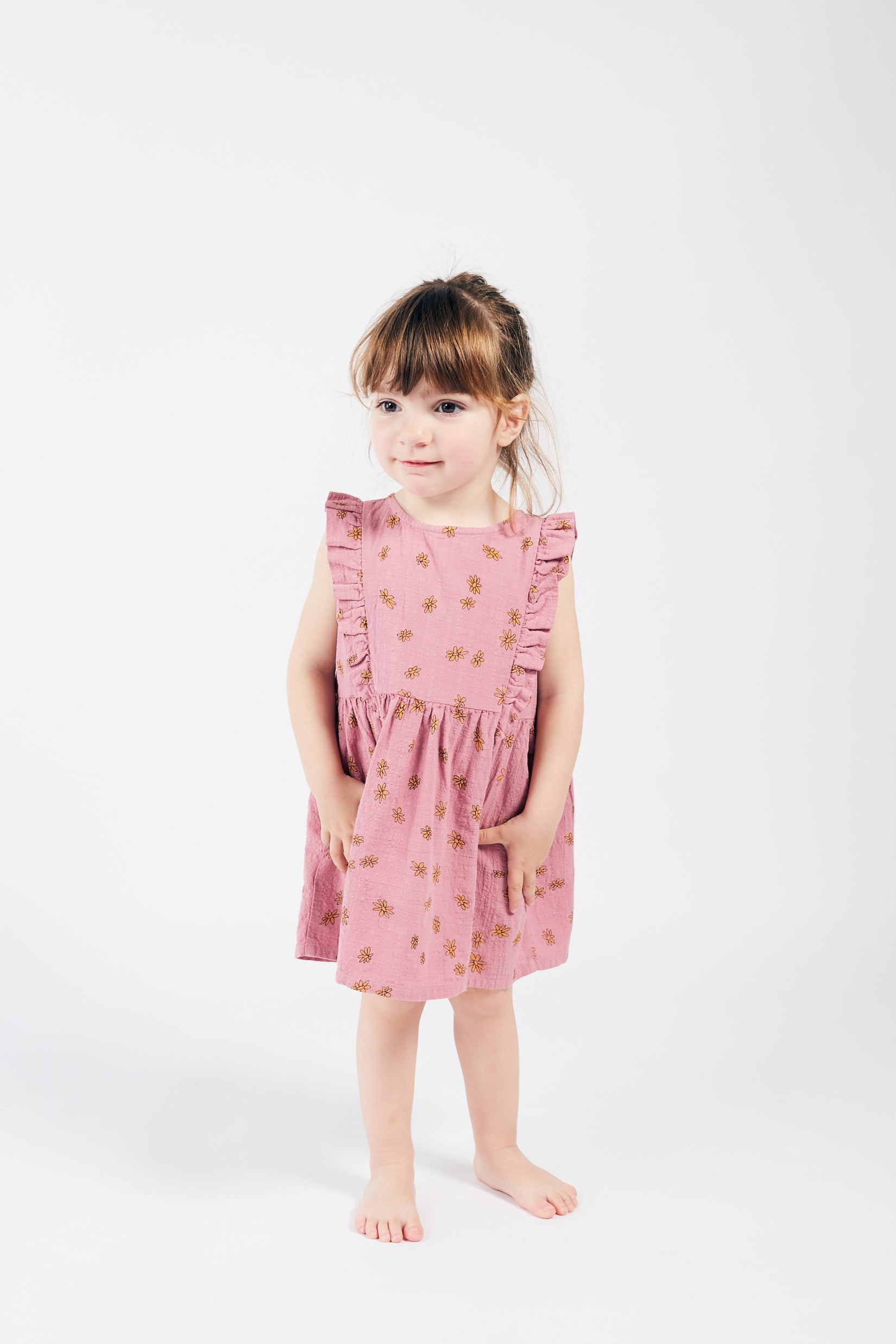 Baby Girls Pink Daisy Ruffle Dress