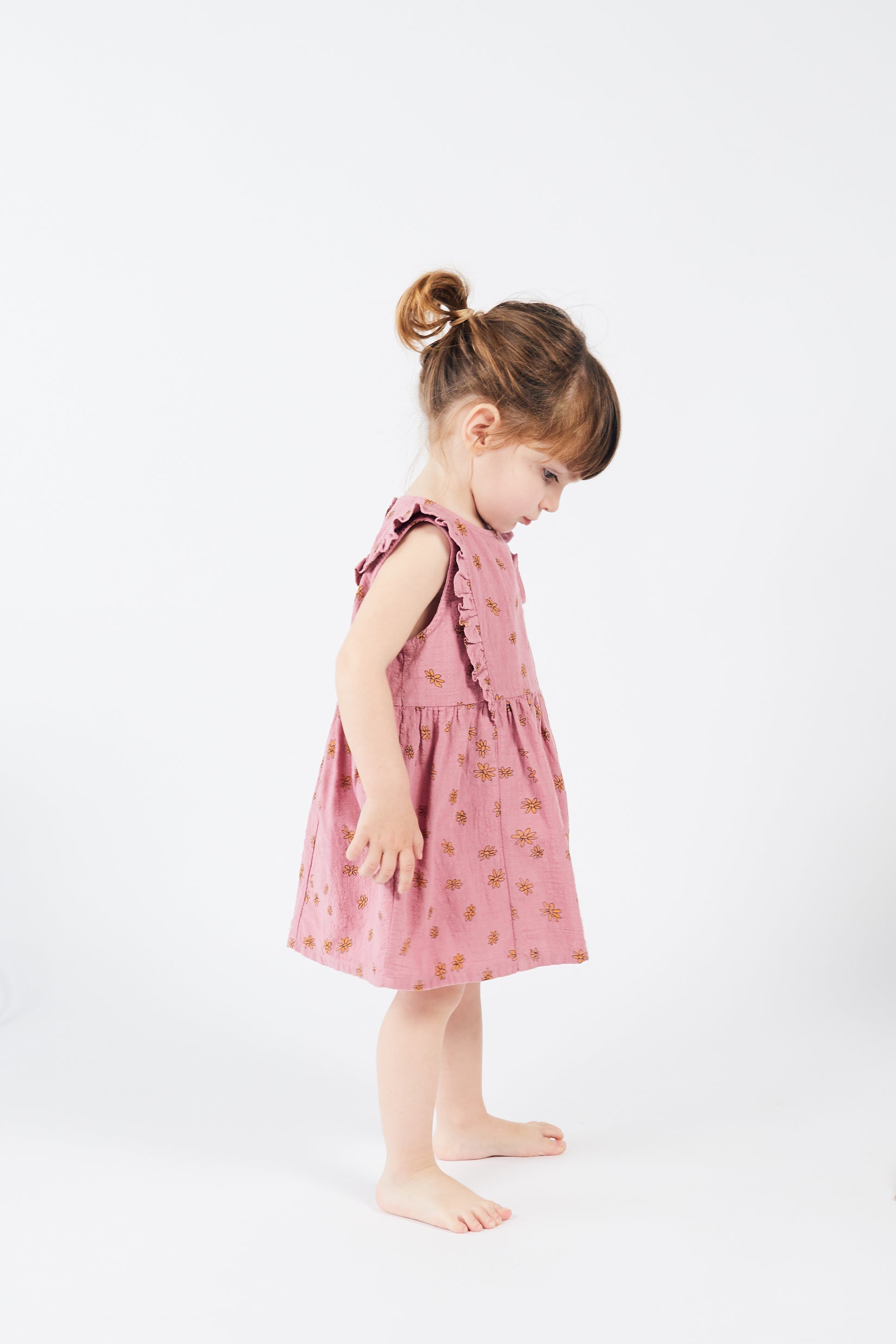 Baby Girls Pink Daisy Ruffle Dress