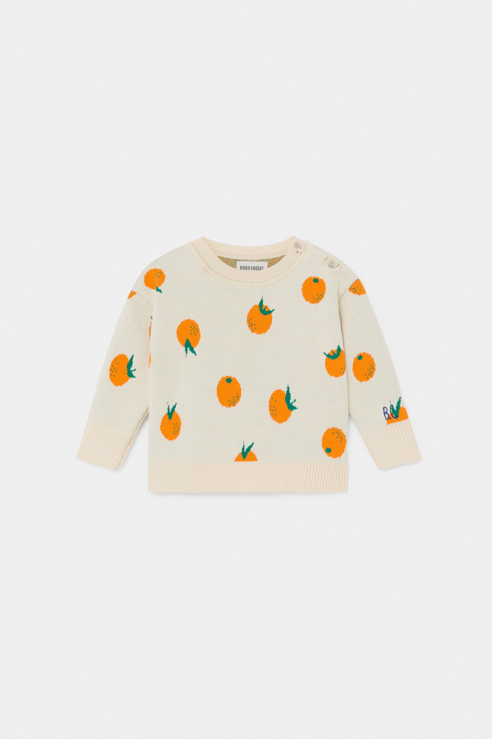 Baby Girls Rice White Oranges Cotton Sweater